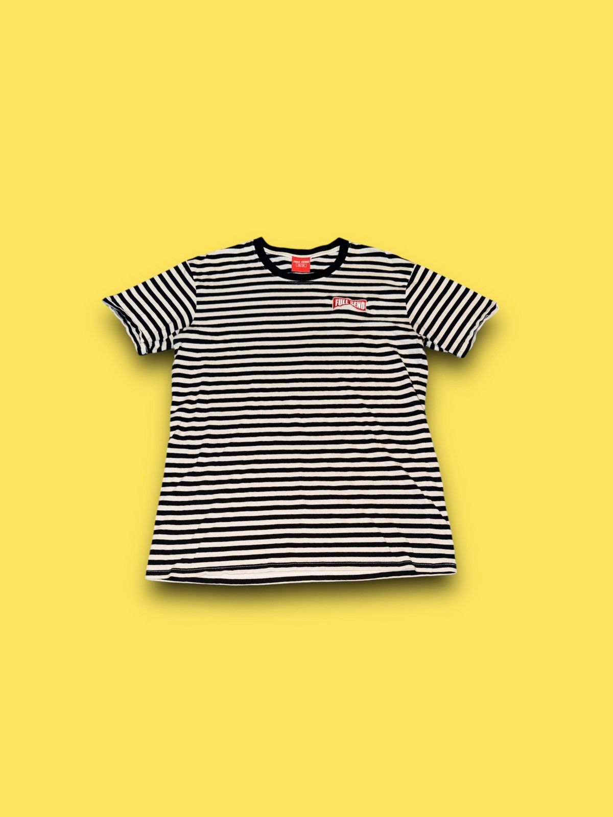 Full Send Full Send Nelk Boys striped embroidered logo t-shirt black Size US M / EU 48-50 / 2 - 2 Thumbnail