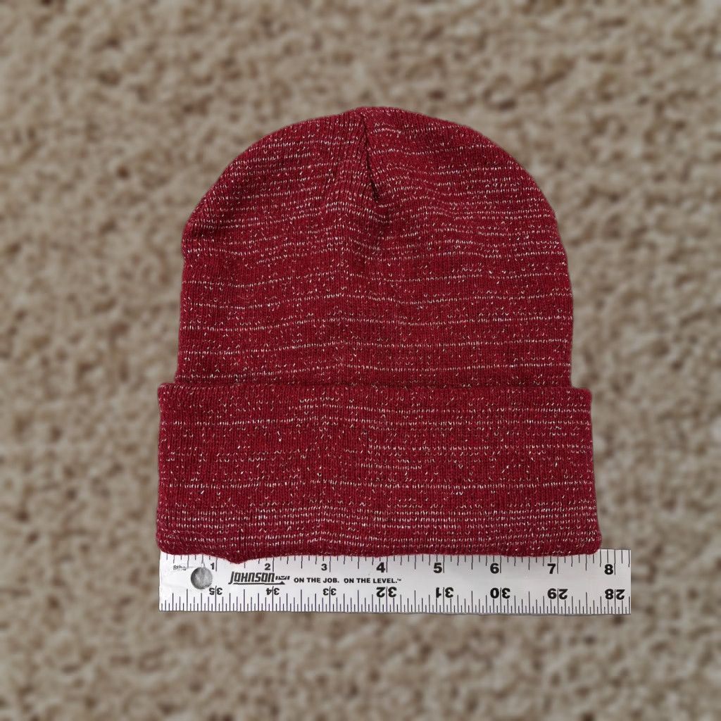 Vintage Family Dollar Hat Adult One Size Red Beanie Knit Sparkly Wool Poly Blend Lined Ski Unisex Adults Size ONE SIZE - 1 Thumbnail