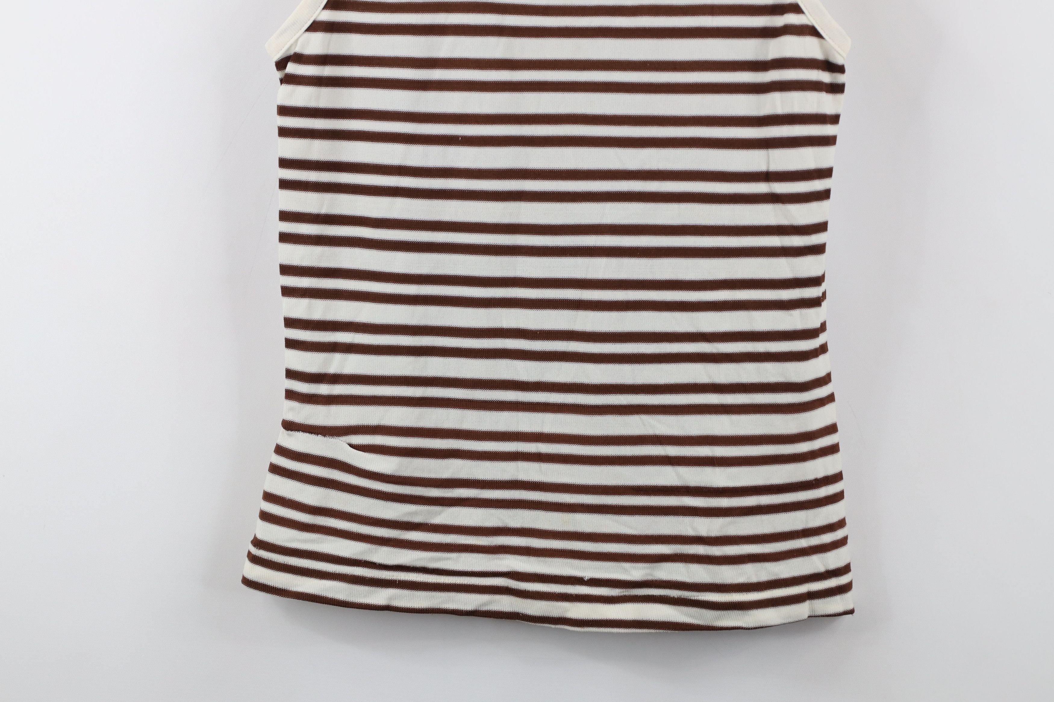 Vintage Vintage 70s Streetwear Striped Knit Tank Top T-Shirt Brown Size M / US 6-8 / IT 42-44 - 3 Thumbnail