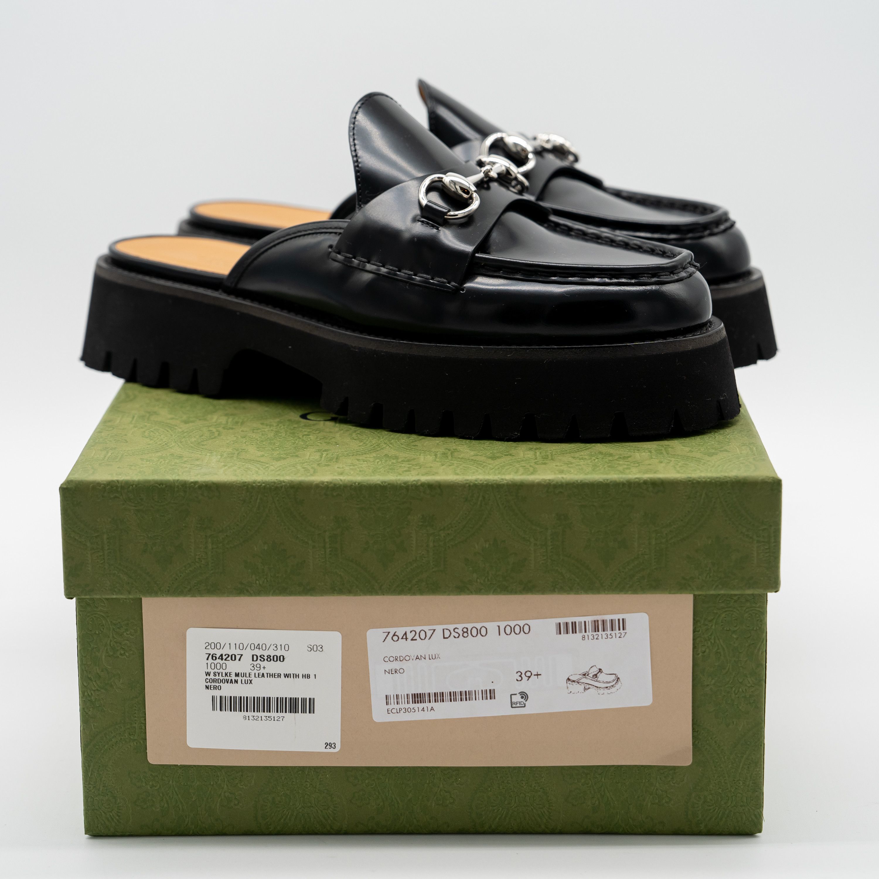 Gucci 39.5G Gucci Mules Platform Horsebit Black Leather Lug Sole Size US 9.5 / IT 39.5 - 11 Thumbnail