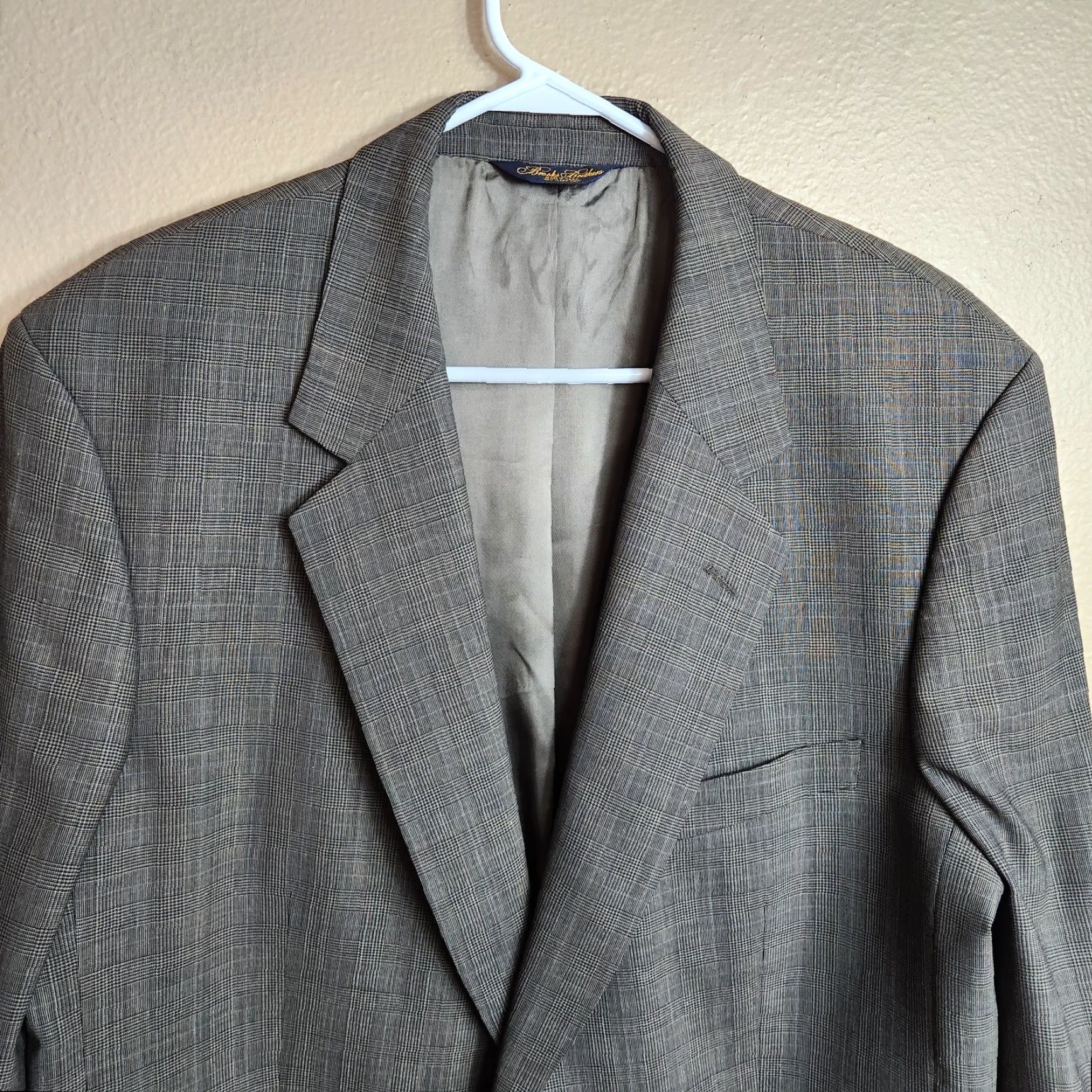 Brooks Brothers Brooks Brothers Mens Brooksease Wool Gray Glen Plaid 2 Button Blazer-Size 44L Size 44R - 2 Thumbnail