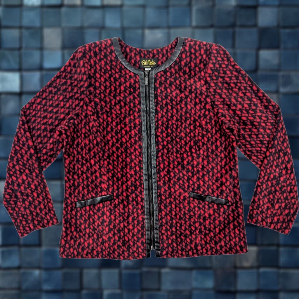Bob Mackie Bob Mackie Wearable Art Fleece Jacket Womens M Red Multicolor Zip Pockets Full Zip Lightweight Animal Print Jacket Size M / US 6-8 / IT 42-44 - 1 Thumbnail