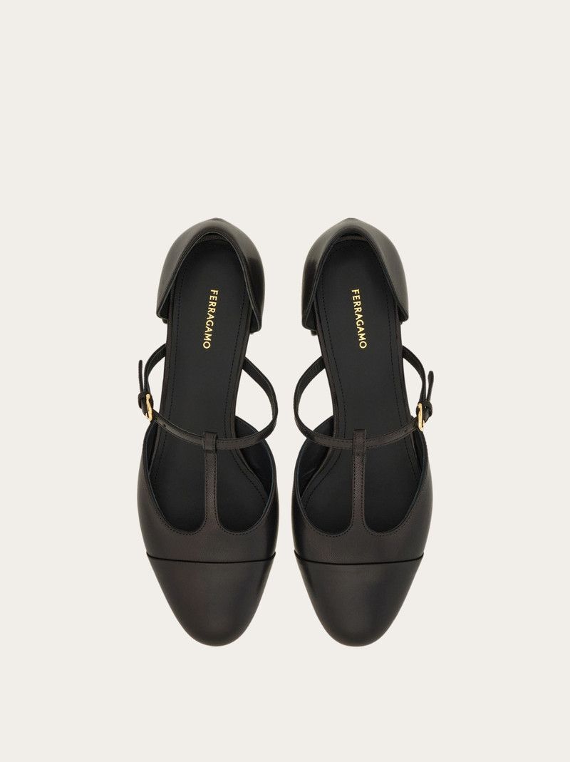 Salvatore Ferragamo o1s1rm1225 T-strap Ballet Pumps in Black Size US 10 / IT 40 - 2 Thumbnail
