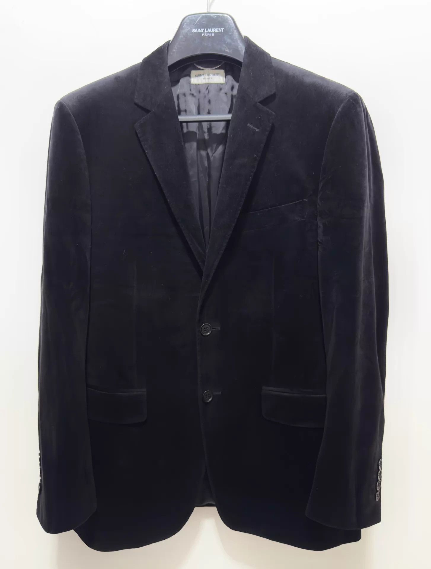 Saint Laurent Paris Black Velvet Single-Breasted Blazer Size US M / EU 48-50 / 2 - 1 Thumbnail