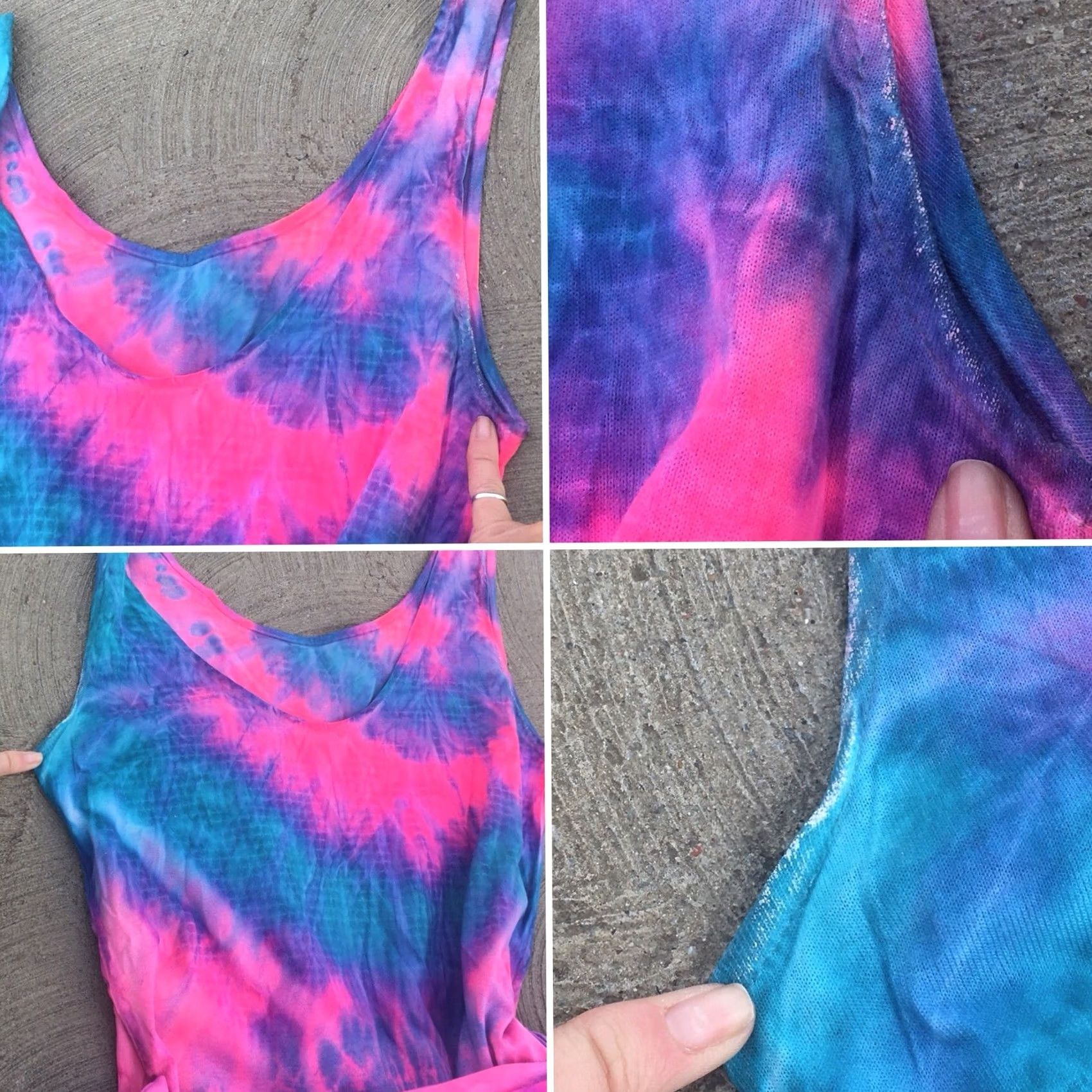 Vintage VINTAGE Bahamas Graphic Tank Dress 90s Neon Tie Dye One Size Star On The Beach Dress Size ONE SIZE - 7 Thumbnail