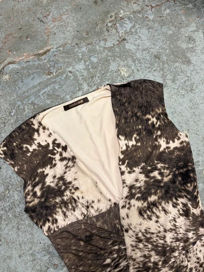 Roberto Cavalli × Vintage FW1999 Roberto Cavalli Furry Movement Effect Brown Dres Size M / US 6-8 / IT 42-44 - 3 Thumbnail