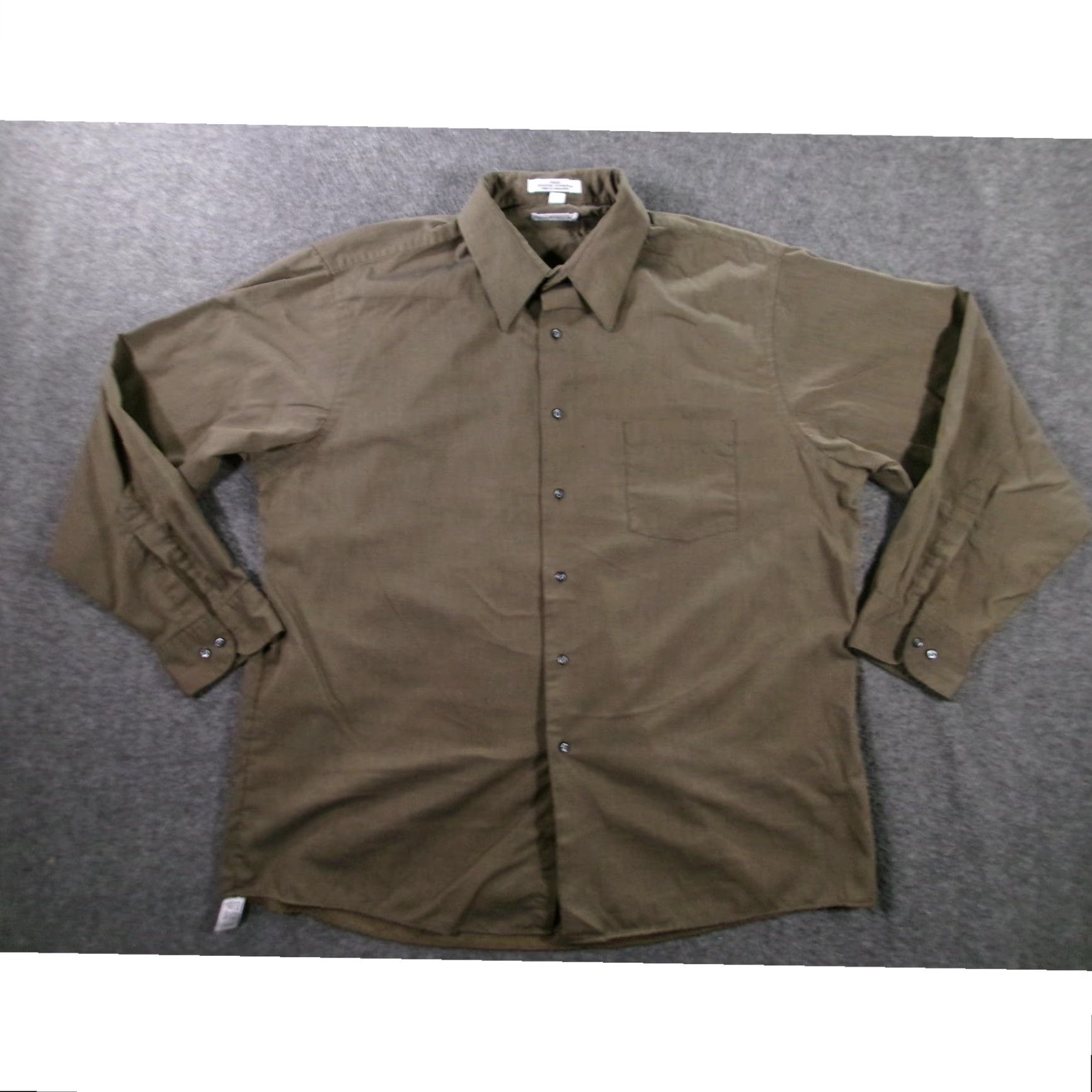 Van Heusen Van Heusen Mens Shirt 17.5 Olive Green Pique Office Casual Classic Button Up Size US XXL / EU 58 / 5 - 2 Thumbnail