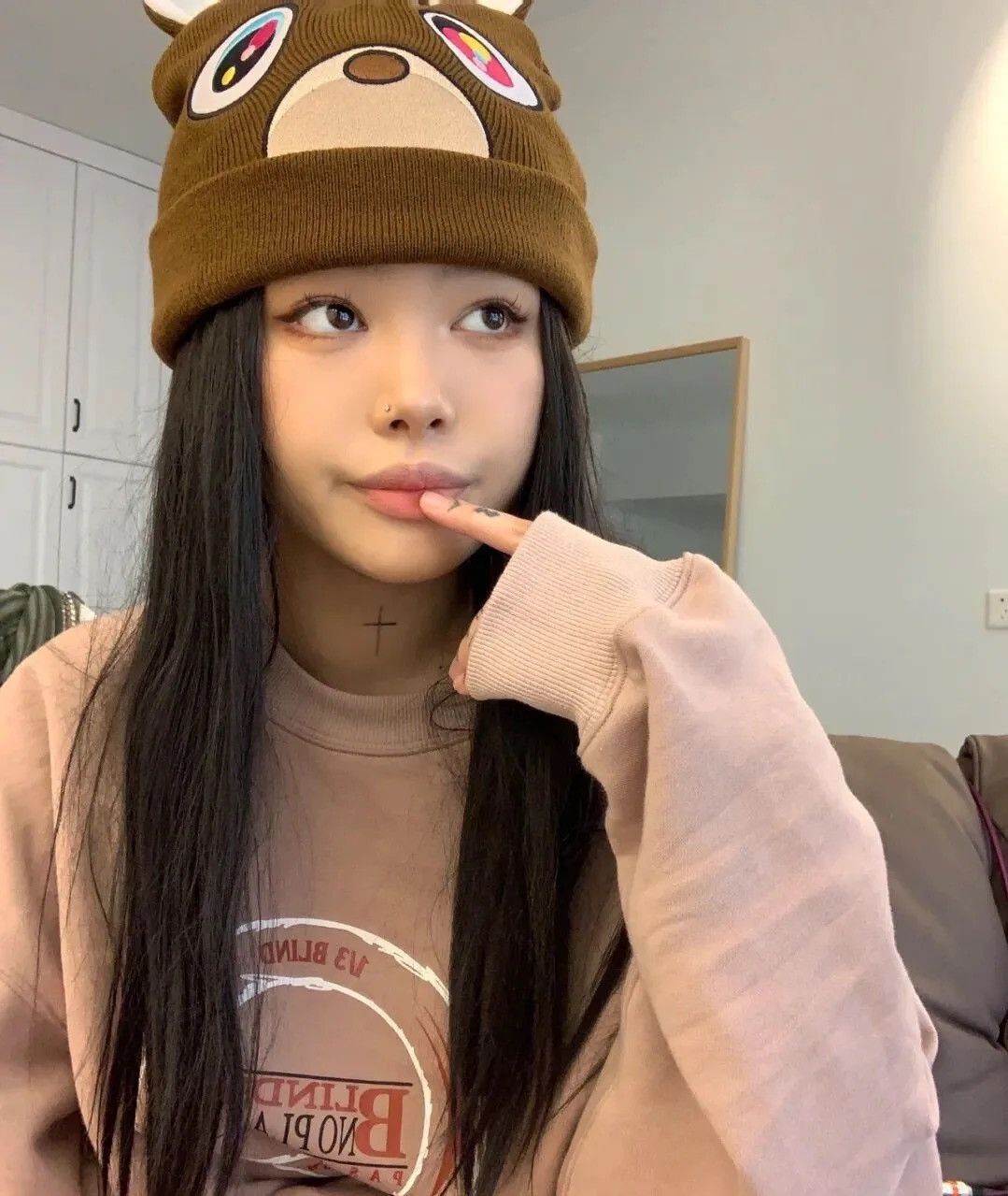 Japanese Brand × Vintage Cute Bear Knit Embroidered Wool Hat Size ONE SIZE - 10 Thumbnail