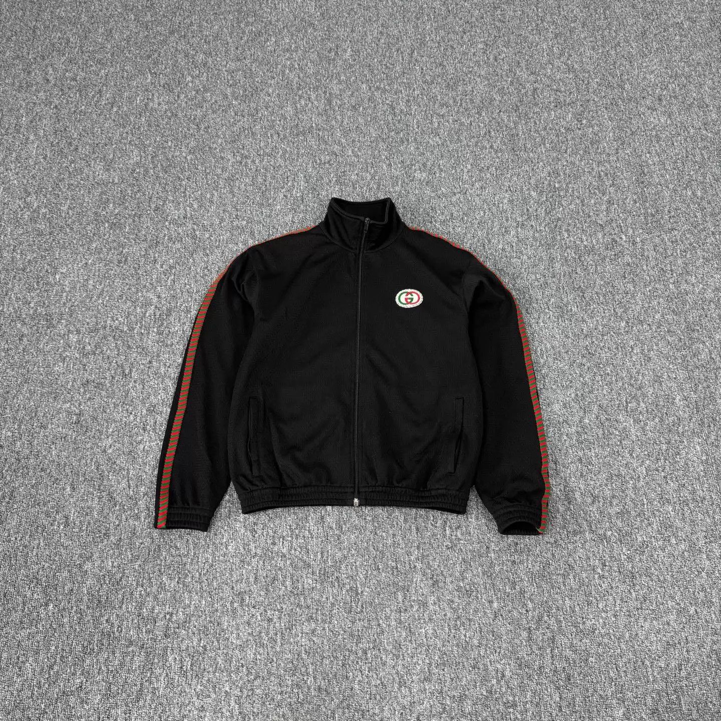 Gucci Gucci Red/Green Embroidered GG Mesh Collar Track Jacket XS Size US XS / EU 42 / 0 - 1 Thumbnail
