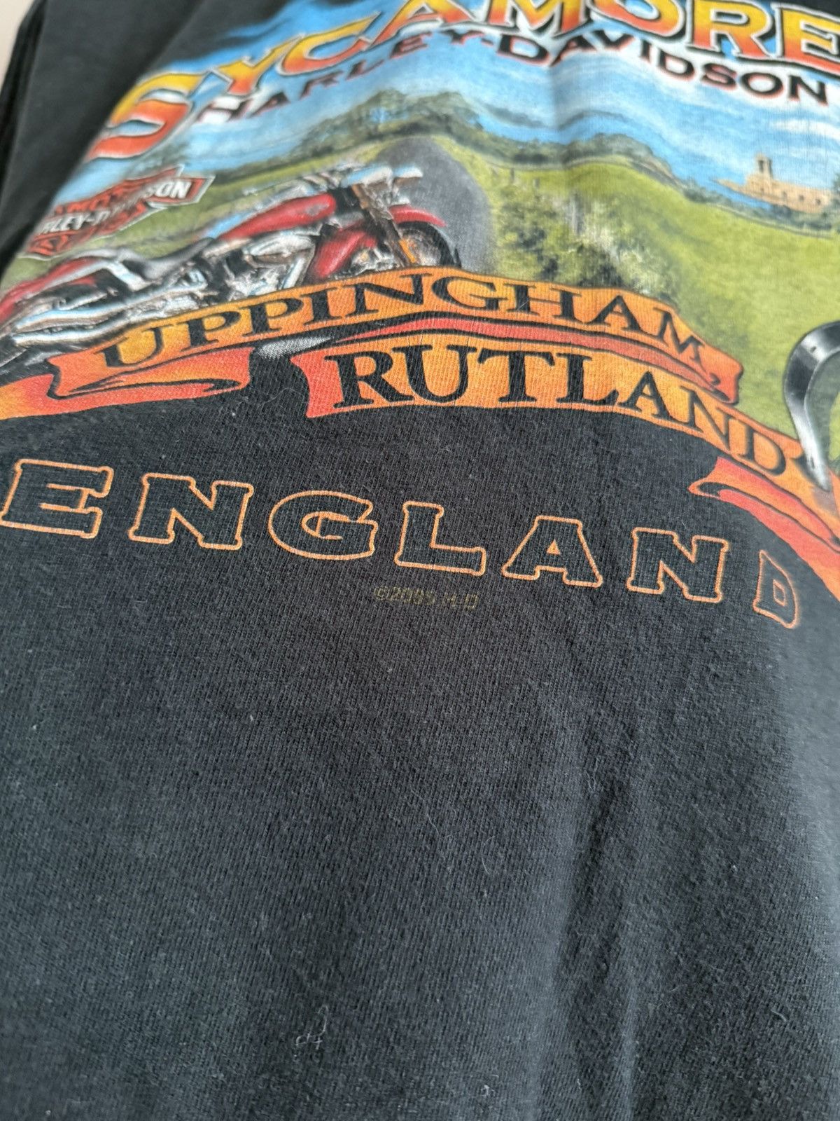 Vintage Vintage 2005 Harley Davidson Moto England Skull T-shirt Size US XXL / EU 58 / 5 - 8 Thumbnail