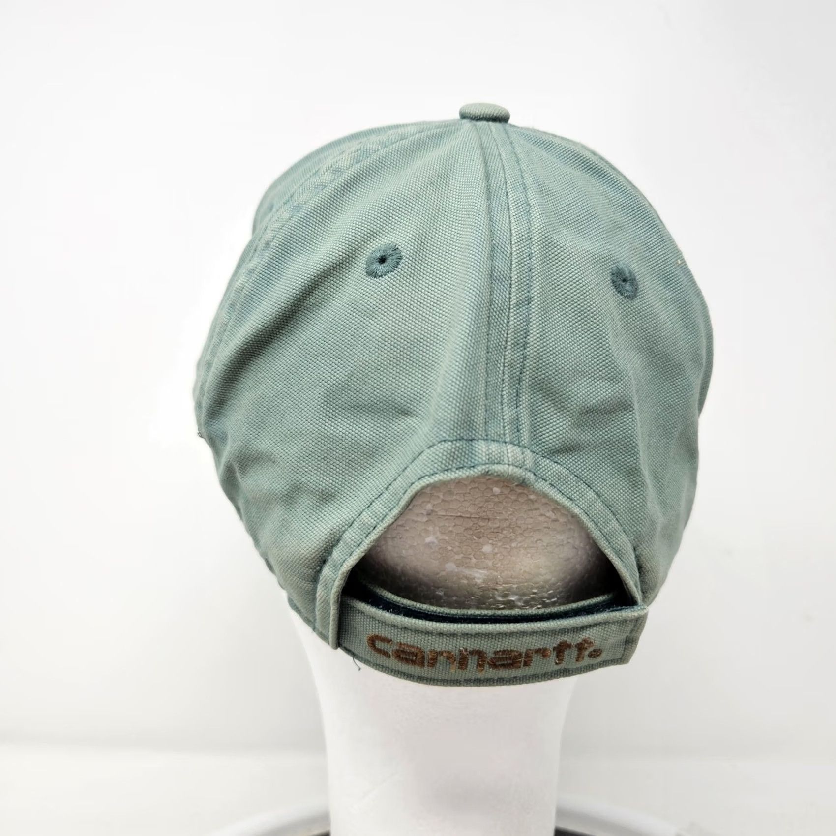 Carhartt Carhartt Hat Cap Strap Back Mens Green Canvas Leather Patch Dad Hat Workwear Adjustable Size ONE SIZE - 4 Thumbnail