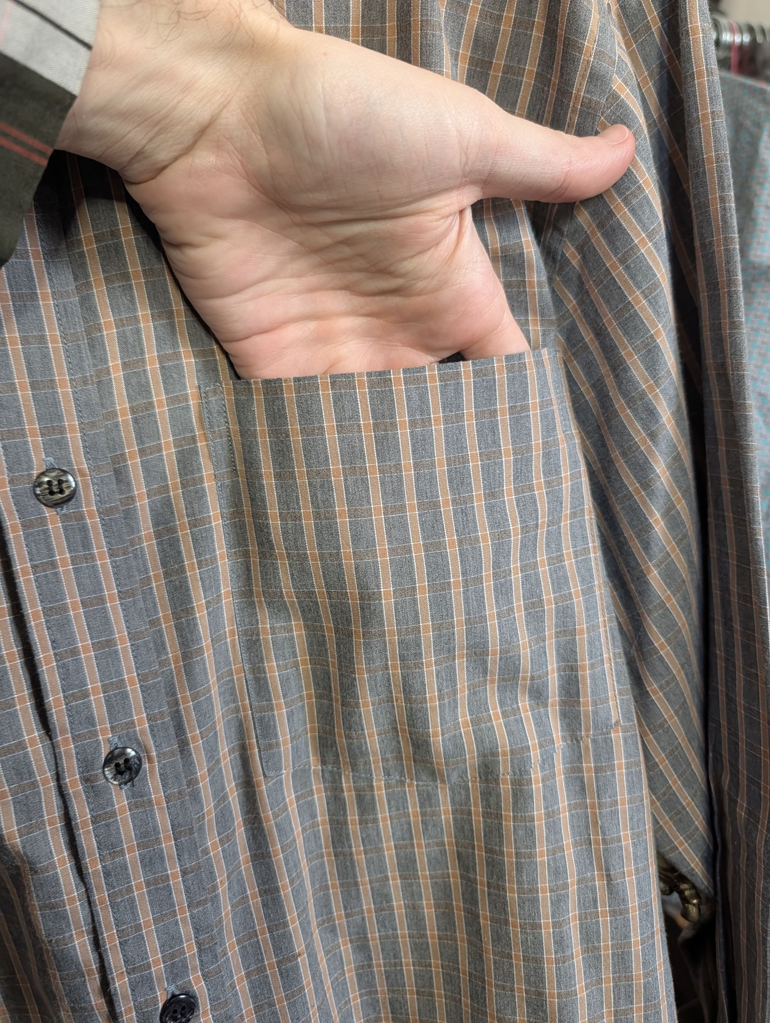 Armani PETER ARMANI Bespoke gray/orange plaid mens dress shirt Size US M / EU 48-50 / 2 - 4 Thumbnail