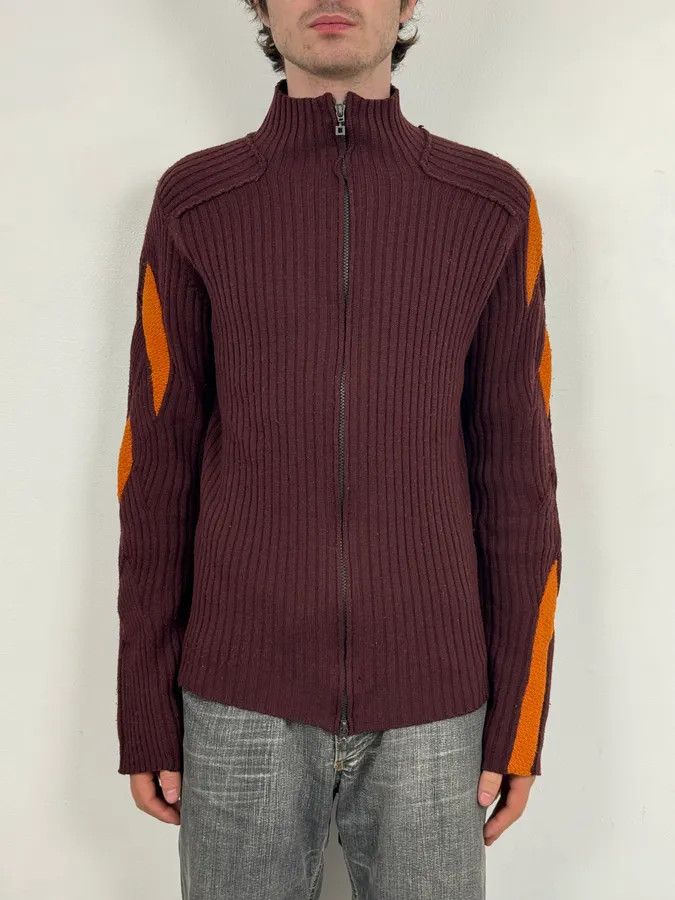 Marithe + Francois Girbaud 2000s Marithé + François Girbaud Brown & Orange Zip-Up Sweater Size US M / EU 48-50 / 2 - 2 Thumbnail