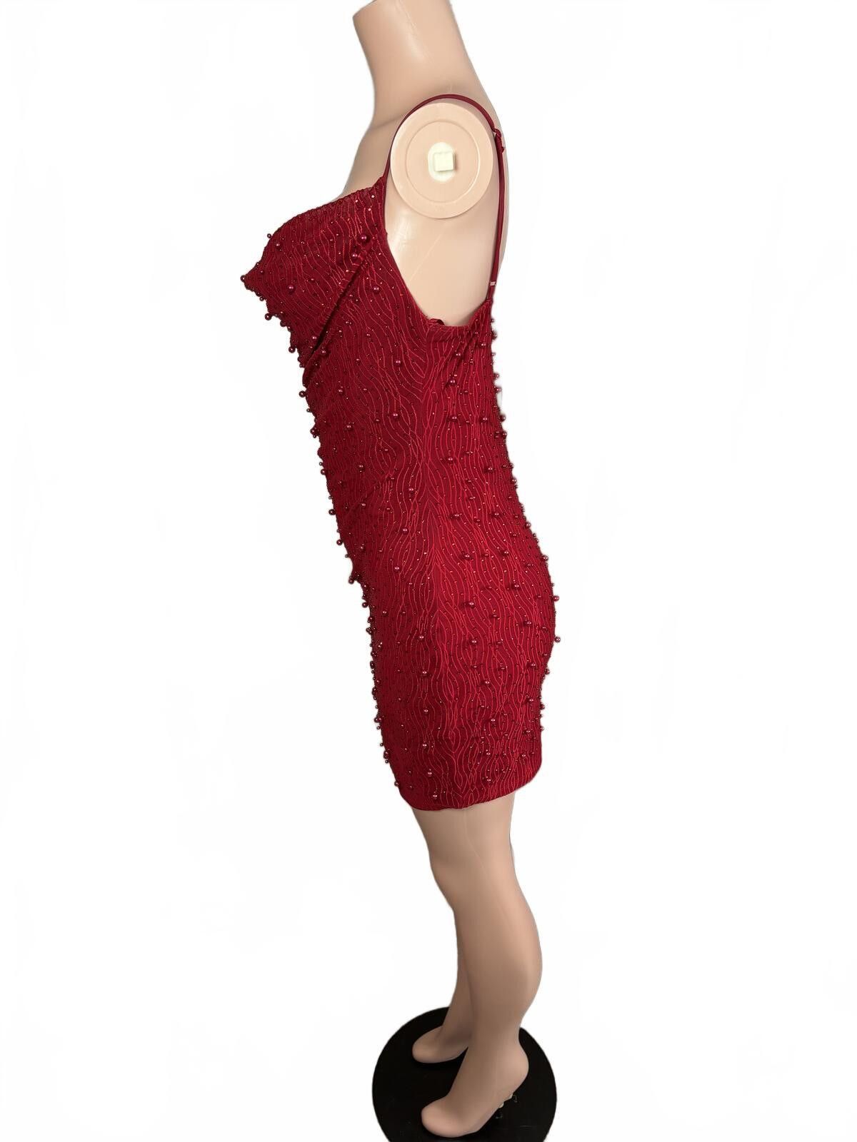 Windsor Smith Windsor Red Beaded Mini Dress with Spaghetti Straps. Large. Size L / US 10 / IT 46 - 4 Thumbnail