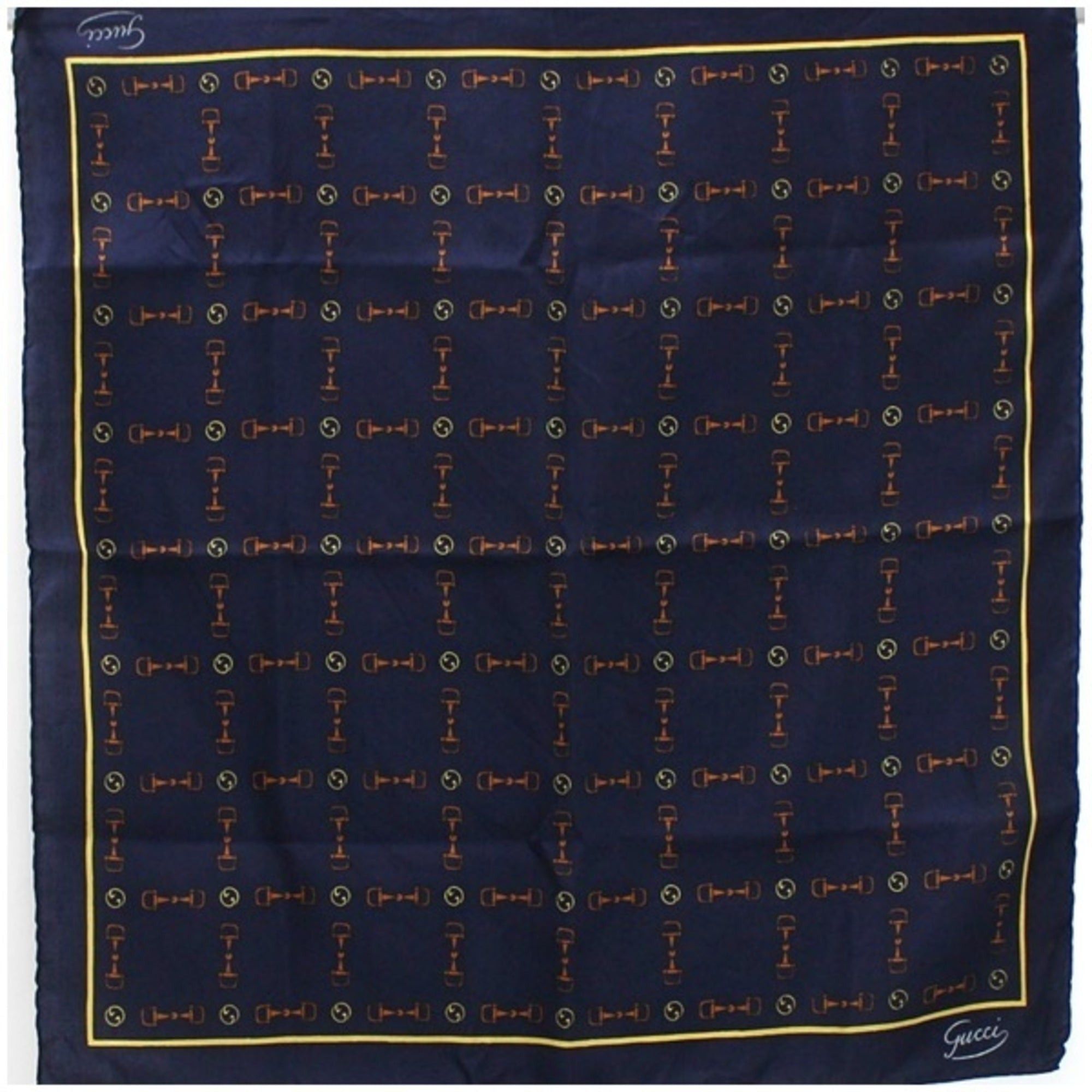 image of Gucci Scarf Muffler Navy Horsebit Pattern Ladies in Blue, Women's
