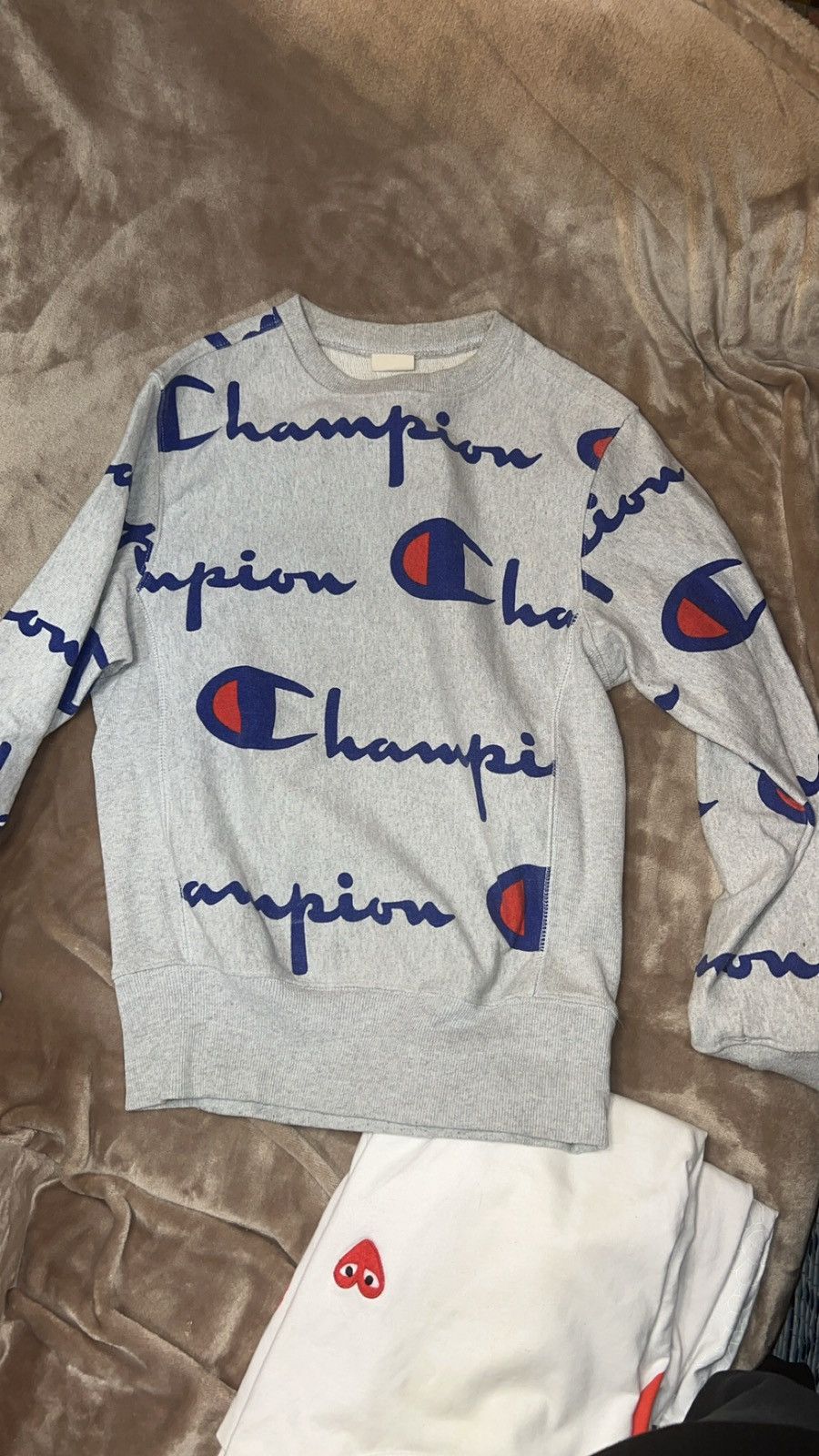 image of Champion Crew Neck Sweater in Grey, Men's (Size Small)