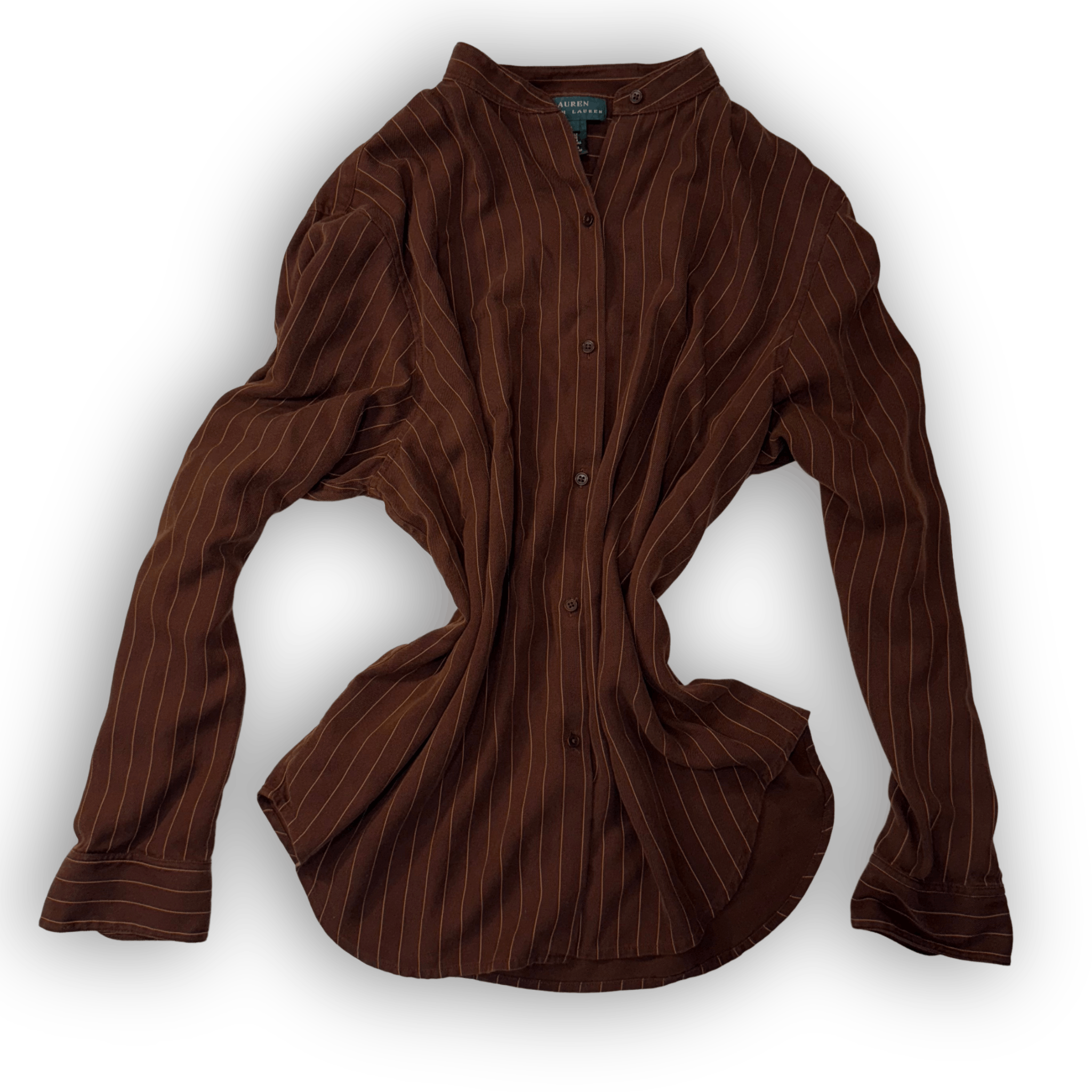 Lauren Ralph Lauren Lauren Ralph Lauren Striped Collarless Button Up Blouse Size L / US 10 / IT 46 - 1 Thumbnail