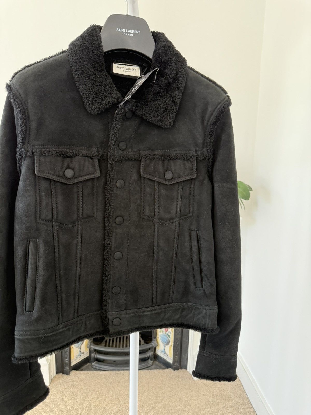 Saint Laurent Paris FW20 Saint Laurent Real Dye Sheep Fur Trucker Jacket Size US S / EU 44-46 / 1 - 3 Thumbnail