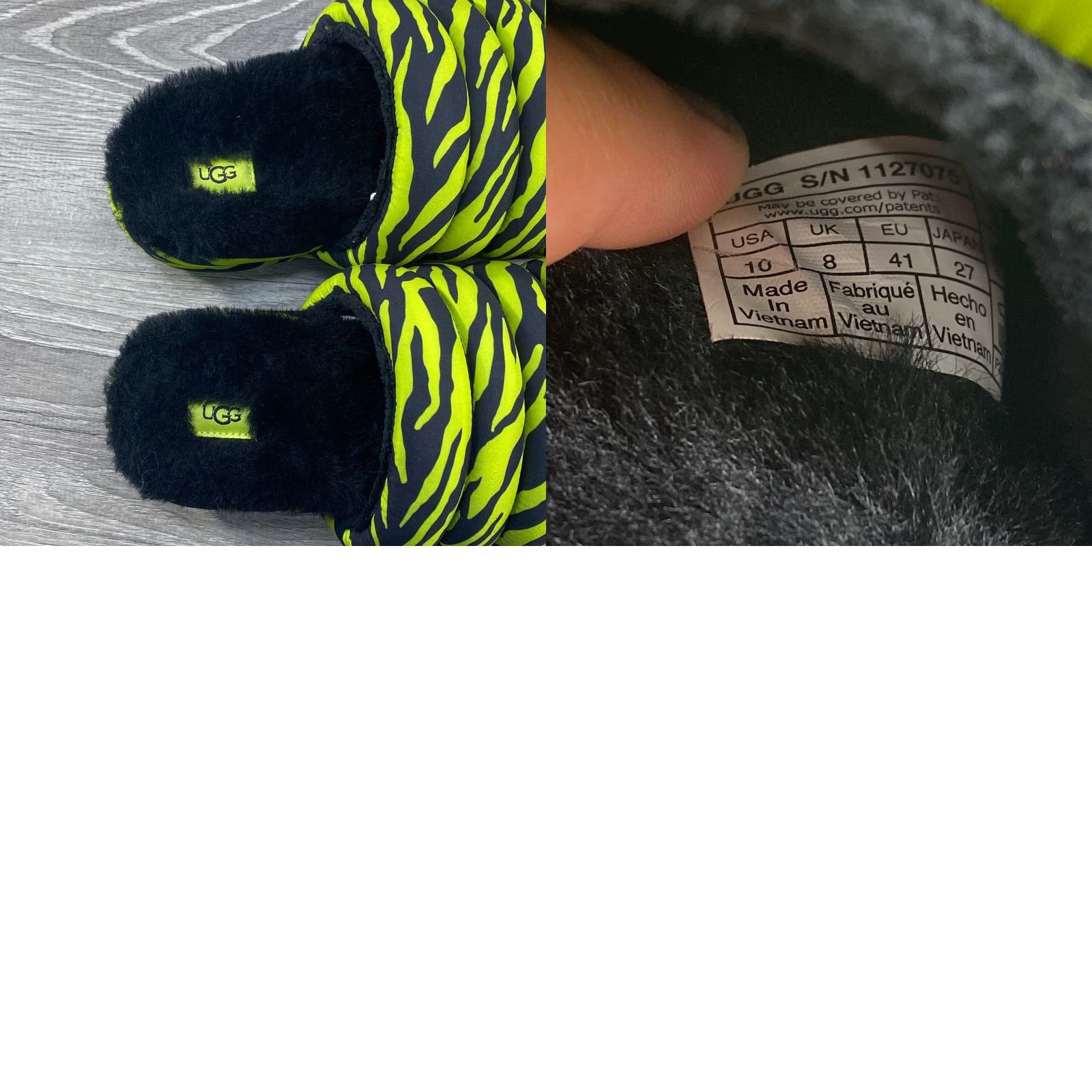 Ugg UGG Maxi Slide WMS 10 Casual Slides Lime Green Tiger Print Black Slip On Women Slipper Adult 10 Lime Green Black Tiger Print Slide Size US 8 / IT 38 - 8 Thumbnail