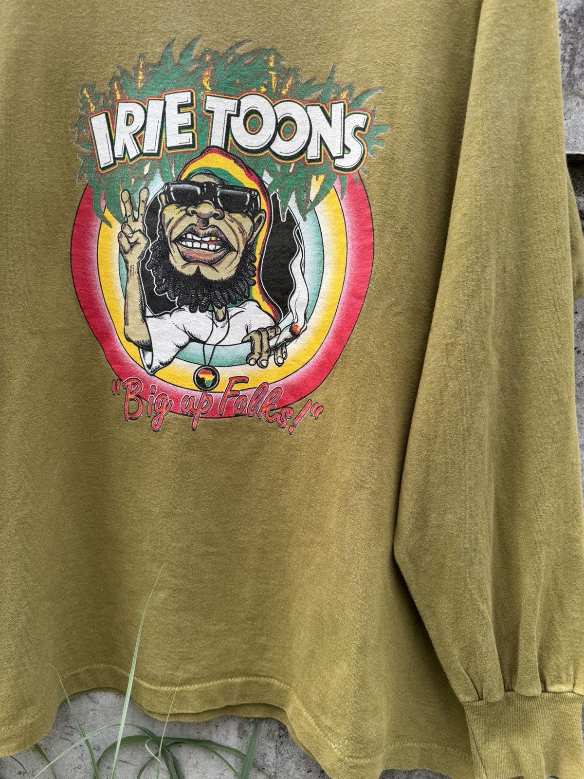 Bob Marley Vintage 90's Irie Toons Big up folks Longsleeve Size US L / EU 52-54 / 3 - 2 Thumbnail
