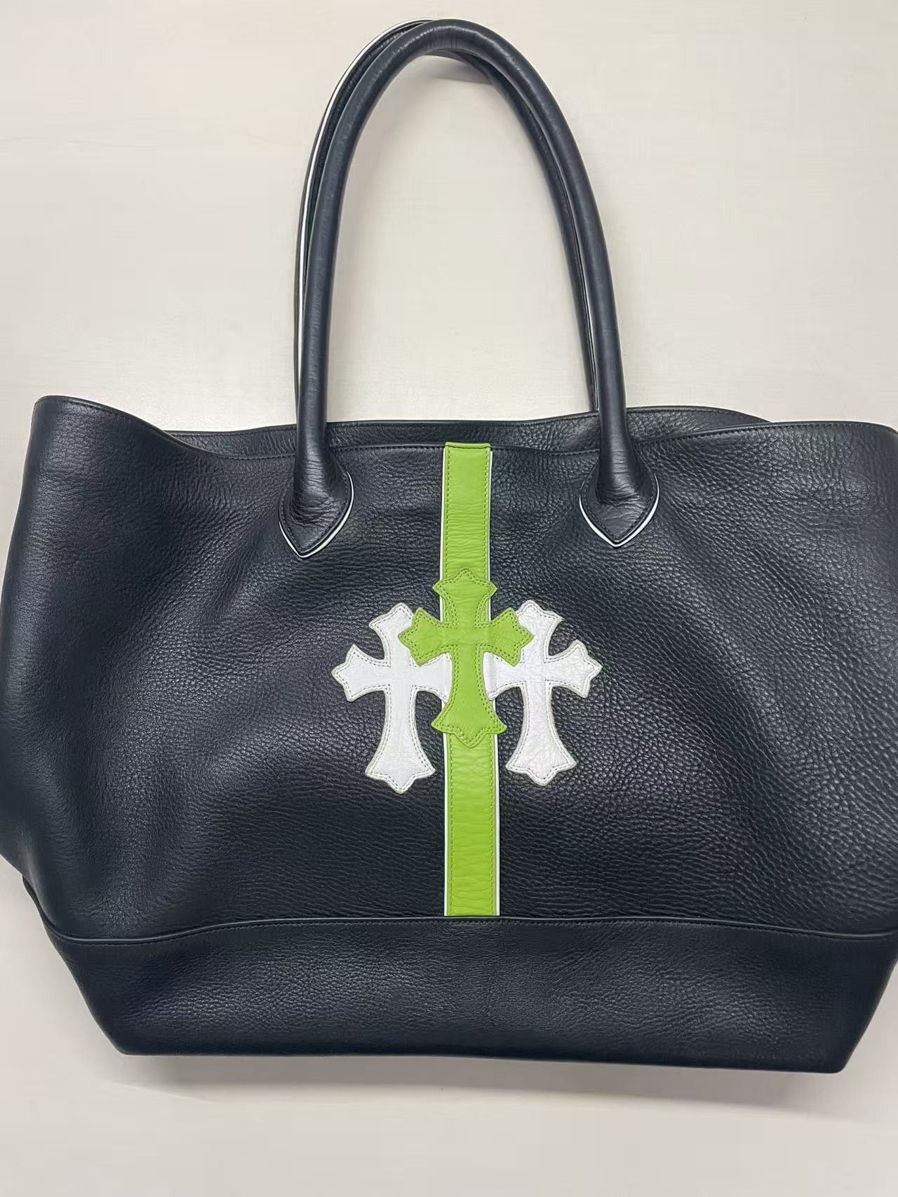 Chrome Hearts Chrome Hearts White&Green Cemetery Cross Leather Tote Bag Size ONE SIZE - 11 Thumbnail