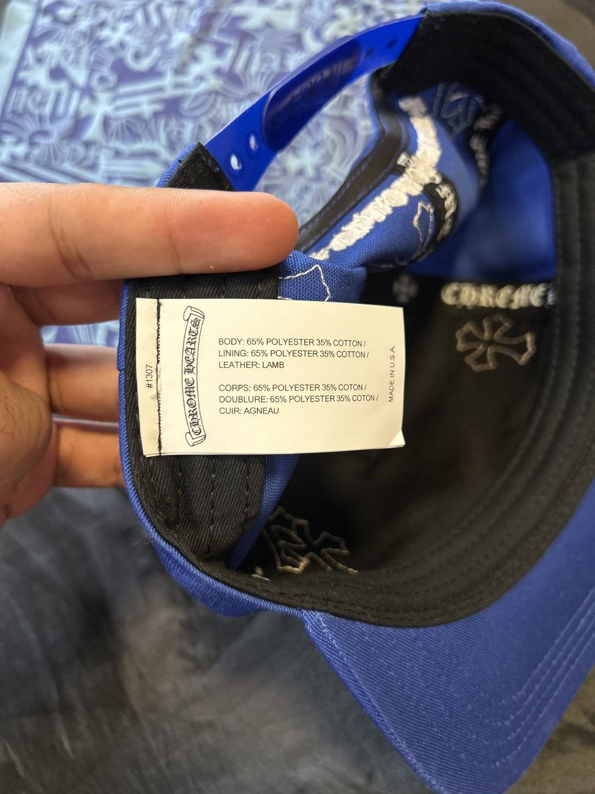 Chrome Hearts Chrome Hearts Blue/White Patches BaseBall Hat. Size ONE SIZE - 4 Thumbnail