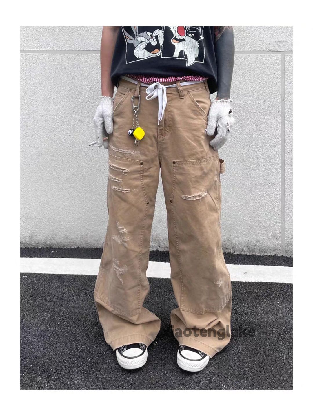 Designer Utility punk yuppie loose baggy skate hiphop cargo pants Size US 32 / EU 48 - 5 Thumbnail