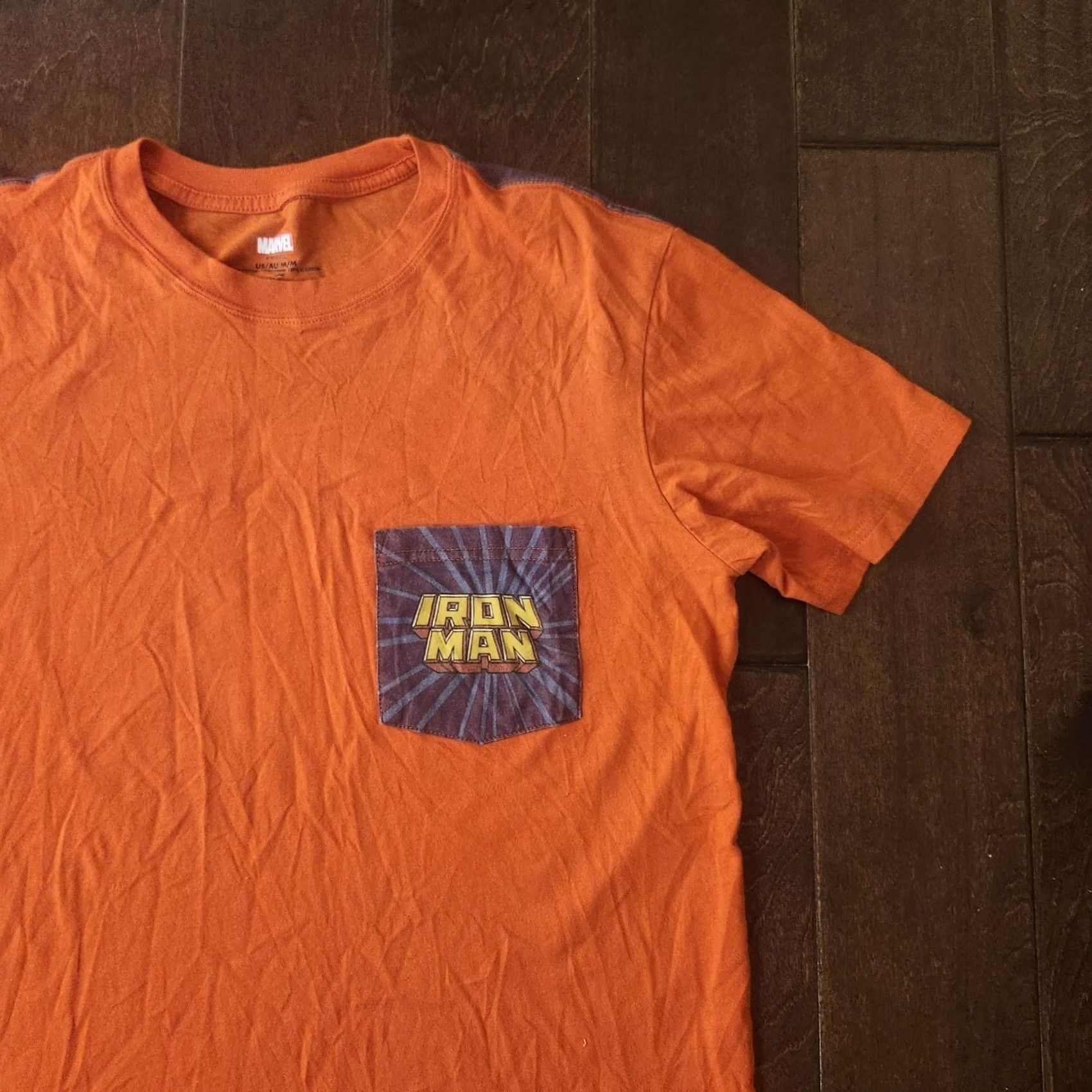 Vintage Marvel Iron Man T Shirt Mens Medium Orange Graphic Pocket Back Print Size US M / EU 48-50 / 2 - 5 Thumbnail
