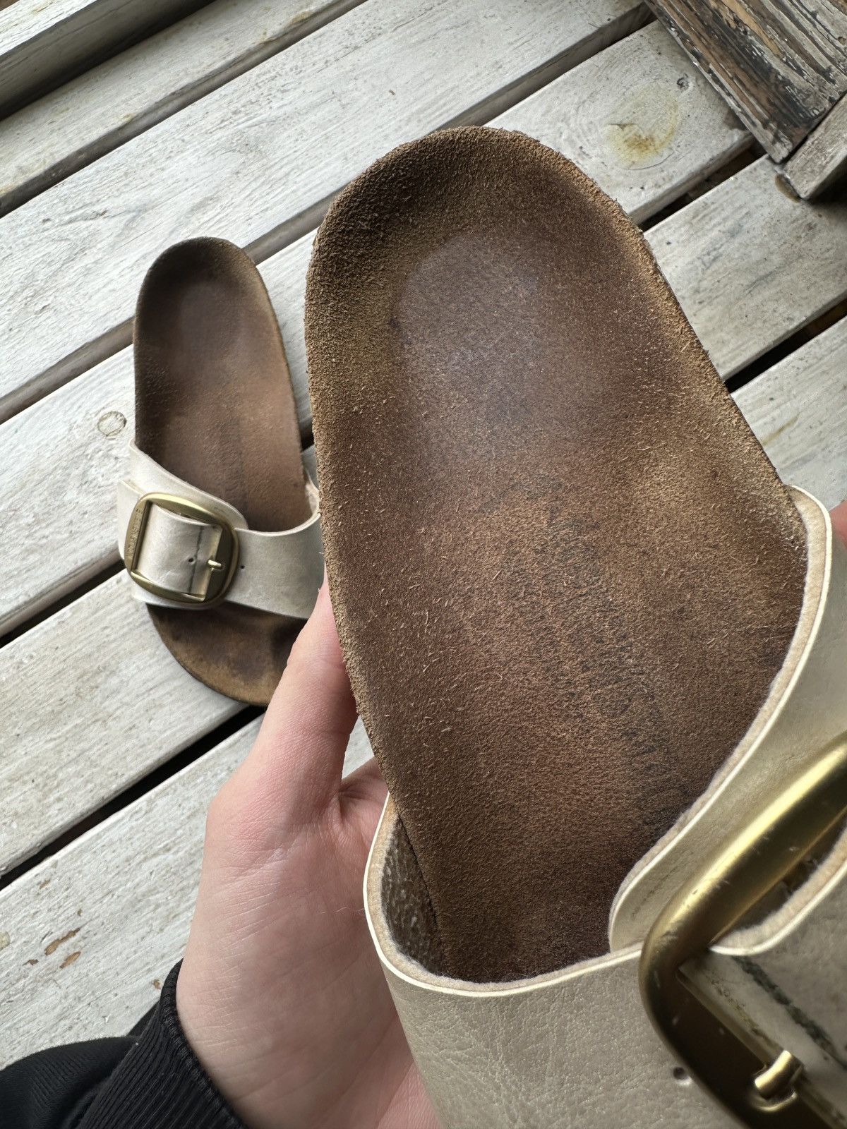 Birkenstock VNTG🚨 Birkenstock metal color Luxe Sandals rare slides Size US 6 / IT 36 - 12 Thumbnail