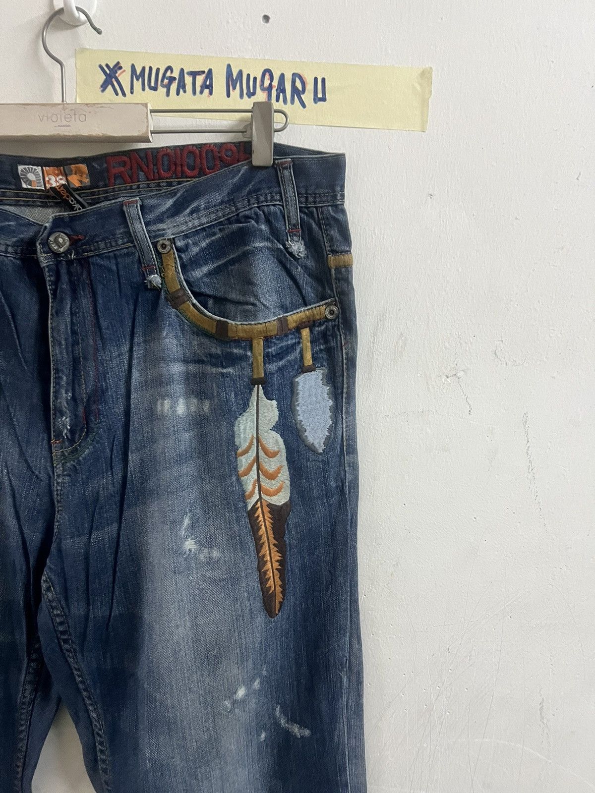 Japanese Brand NAVAJO DENIM AKADEMİK EMBROIDERY DISTRESSED DENIM PANT Size US 38 / EU 54 - 5 Thumbnail