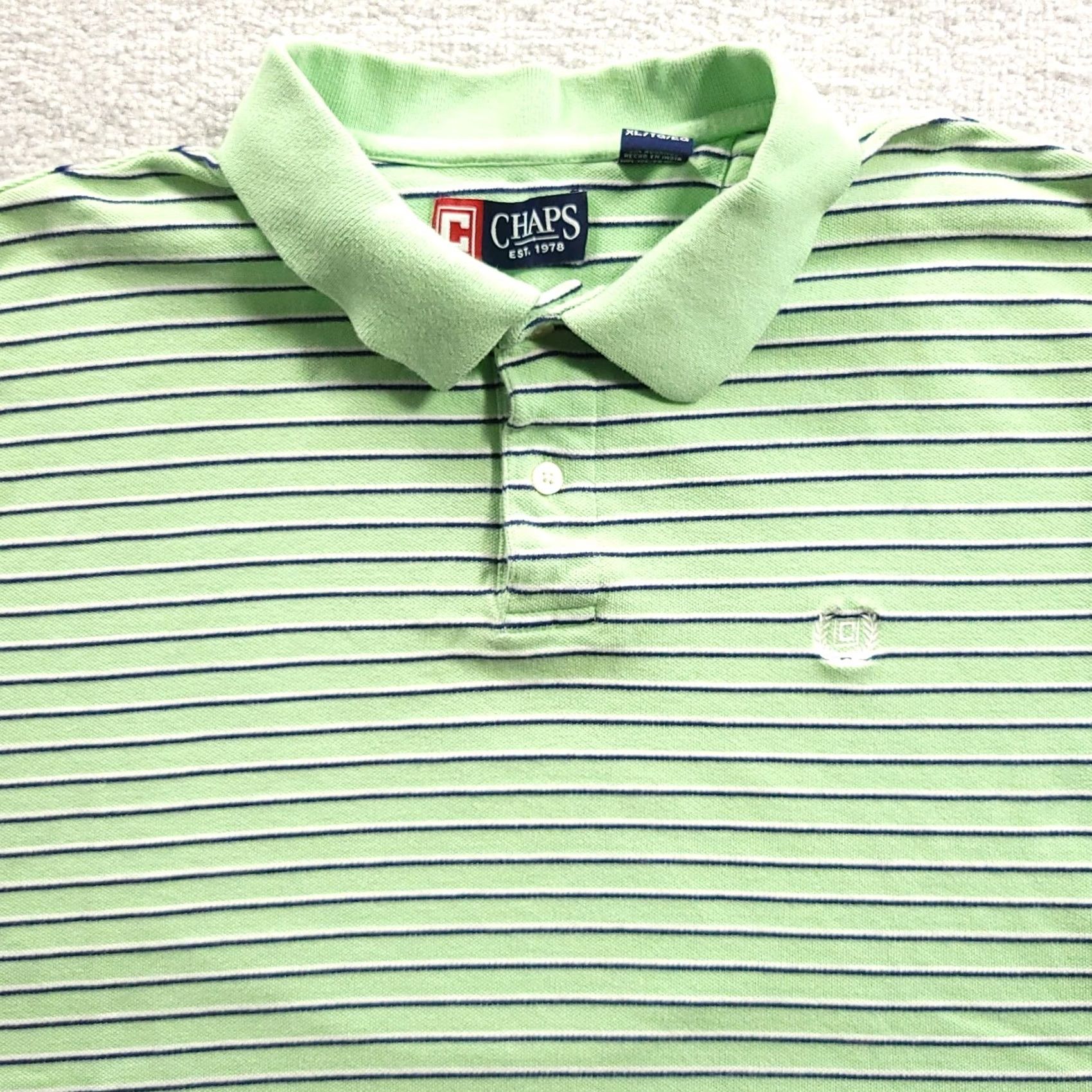 Chaps VINTAGE Chaps Polo Shirt Mens XL Green Stripe Short Sleeve Easy Care Stretch Collared Size US XL / EU 56 / 4 - 3 Thumbnail
