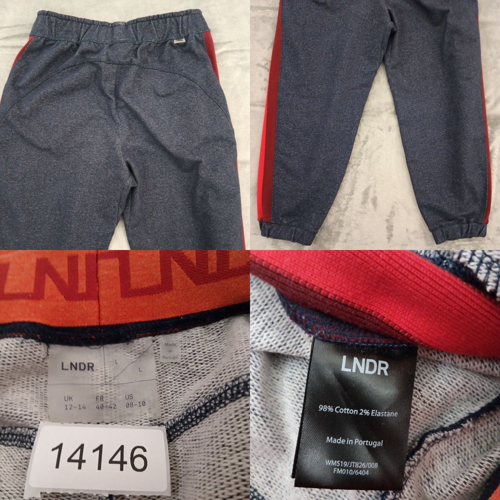 Vintage LNDR Jogger Pants Womens Large Blue Red Stripe Pull On Marl Horizon 30x24 Crop Size 36" / US 14 / IT 50 - 8 Thumbnail