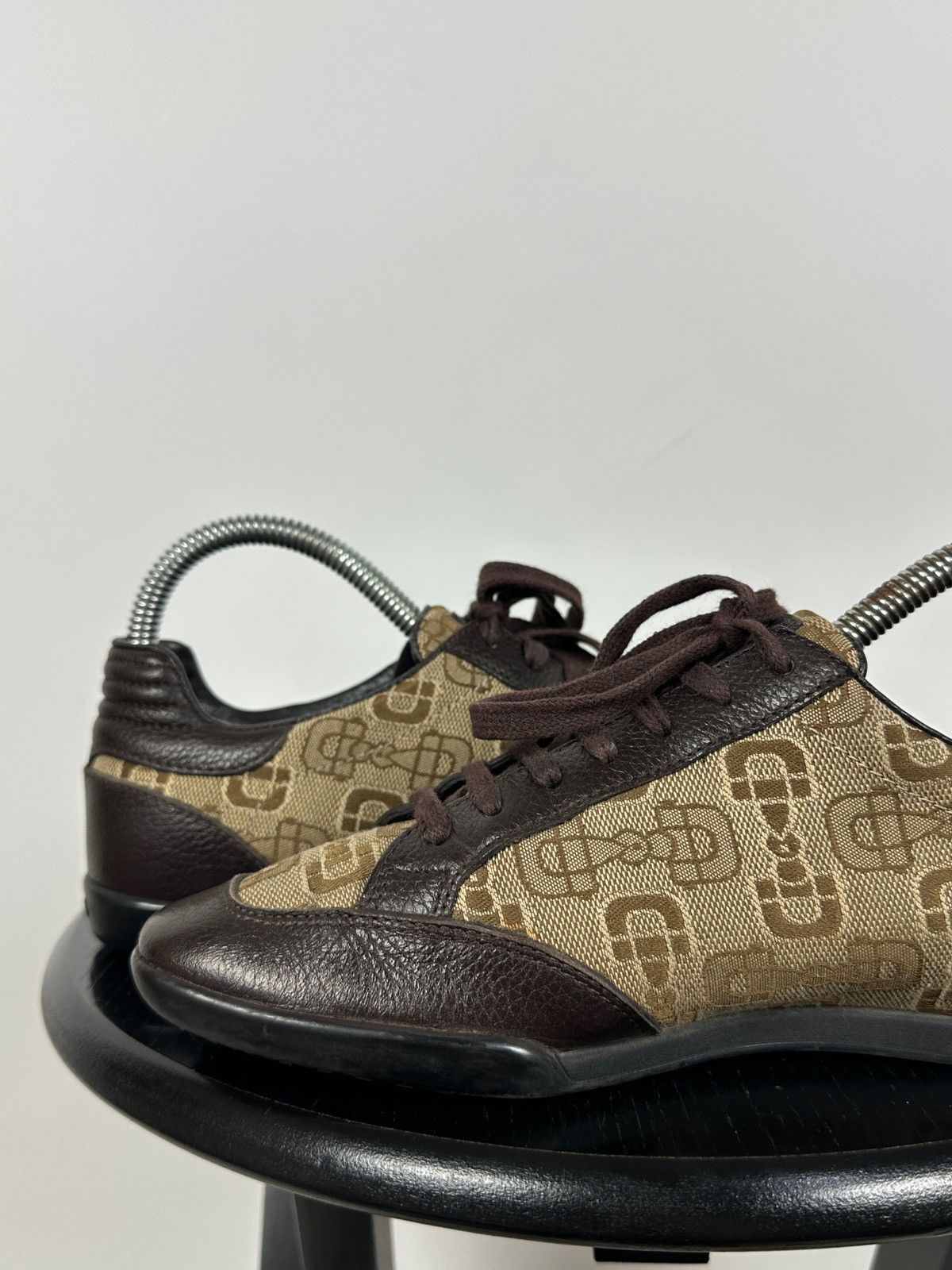 Gucci Gucci GG Monogram Leather/Canvas Lace Up Low Sneakers Size US 6 / IT 36 - 21 Thumbnail