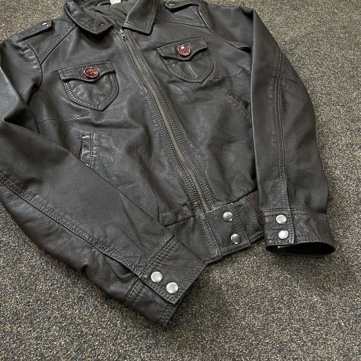 Genuine Leather Vintage Y2K Leather Jacket Biker Punk Opium BALENCIAGA Style Size M / US 6-8 / IT 42-44 - 2 Thumbnail