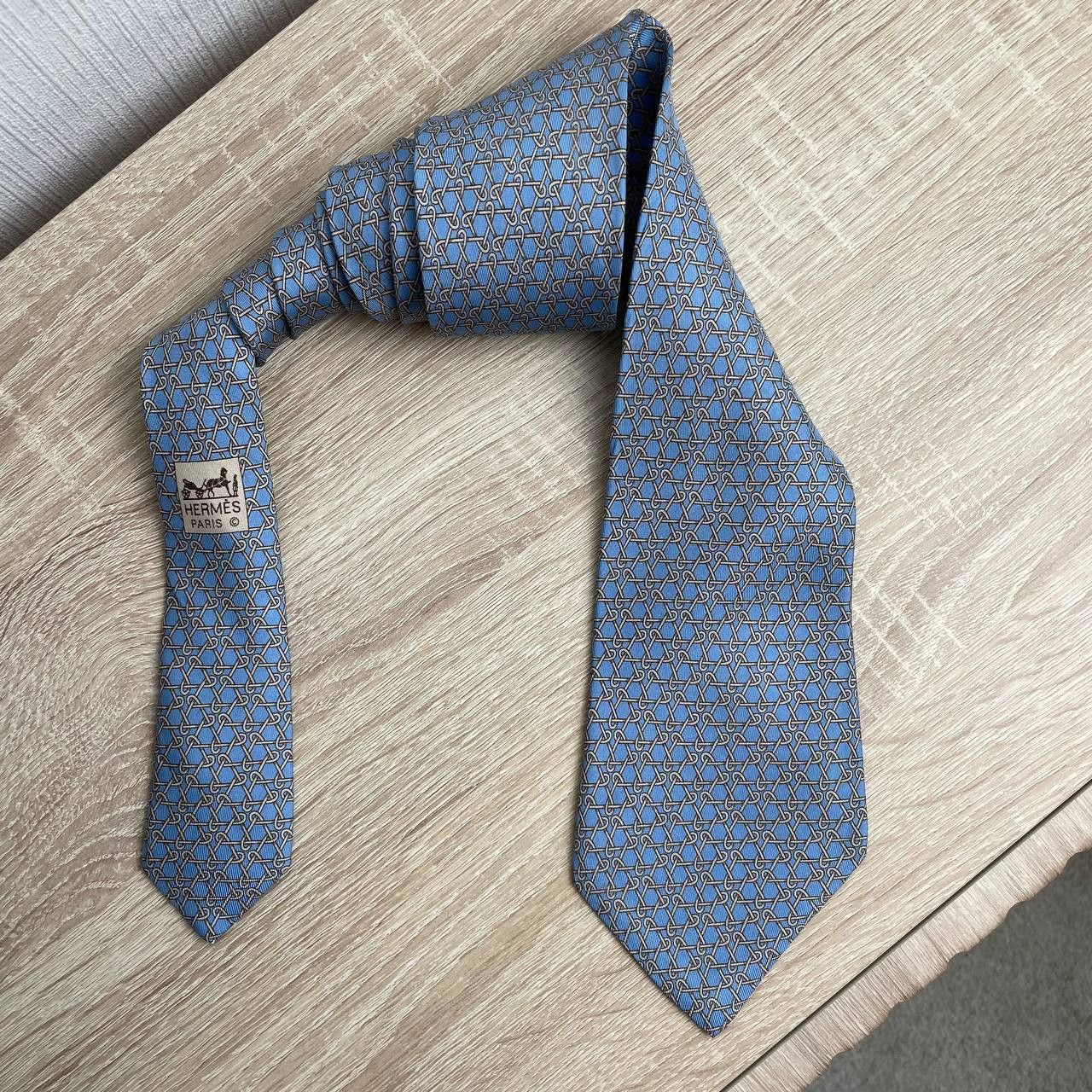 Hermes Hermes Paris Silk Tie 5338 TA Chains Blue Size ONE SIZE - 3 Thumbnail