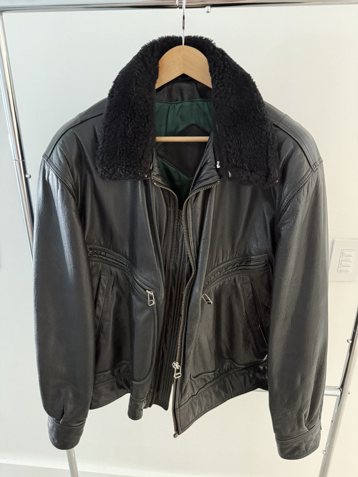 Vintage Yvse Saint Laurent Style Bomber Leather Jacket Size US L / EU 52-54 / 3 - 3 Thumbnail