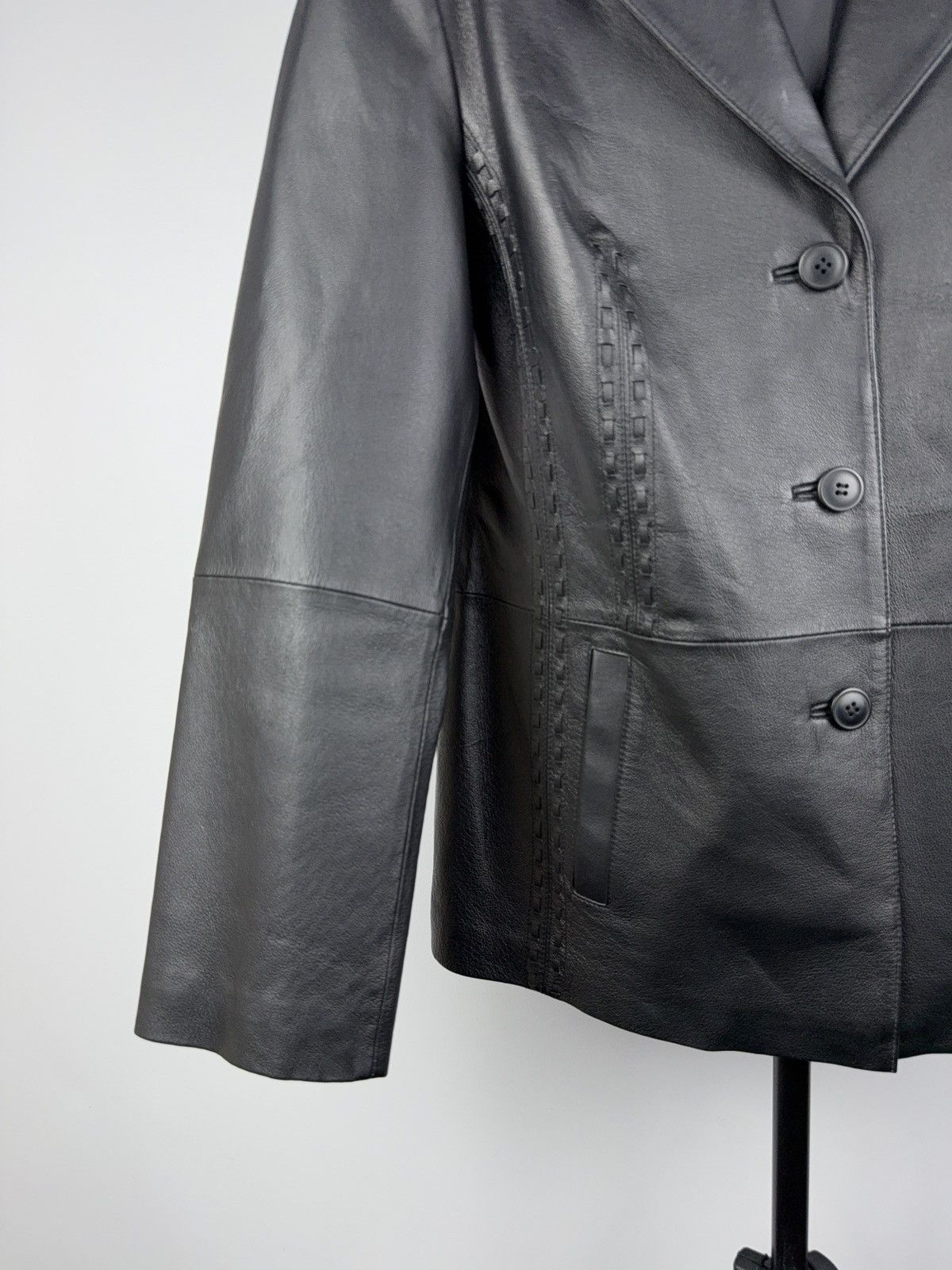 Vintage Vintage 90s Retro Avant Garde Rock Women’s Leather Jacket Size M / US 6-8 / IT 42-44 - 3 Thumbnail