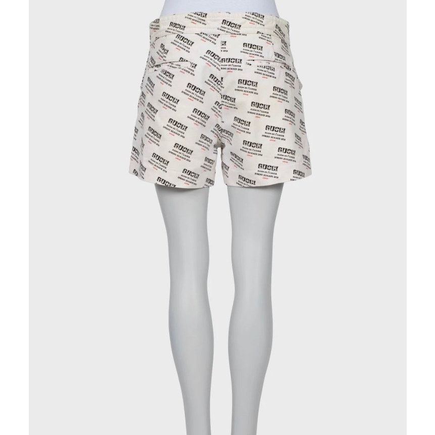 Gucci Gucci White Signature Print Cotton Shorts - Size W28 Size 28" / US 6 / IT 42 - 3 Thumbnail