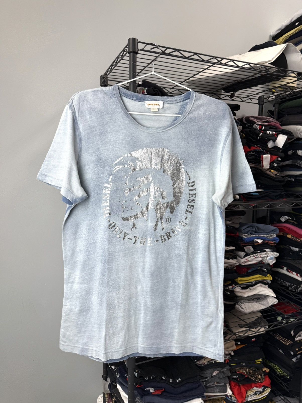 Diesel Diesel Silver Logo Gradient Fabric Faded T Shirt Size US M / EU 48-50 / 2 - 1 Thumbnail