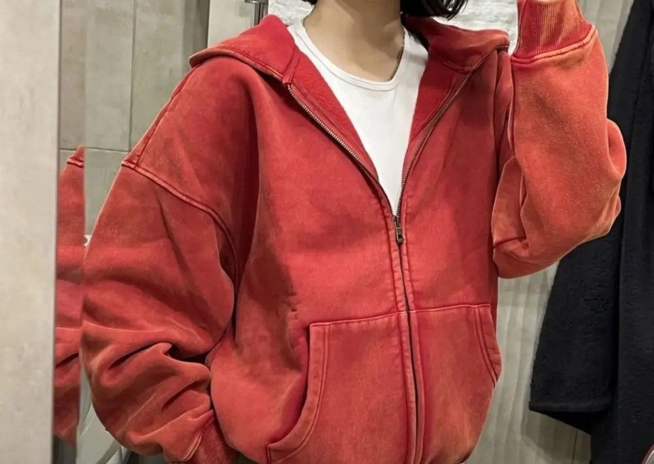 Japanese Brand × Vintage ♥️ Acid washed faded Zippered Oversized Hoodie Size US L / EU 52-54 / 3 - 4 Thumbnail