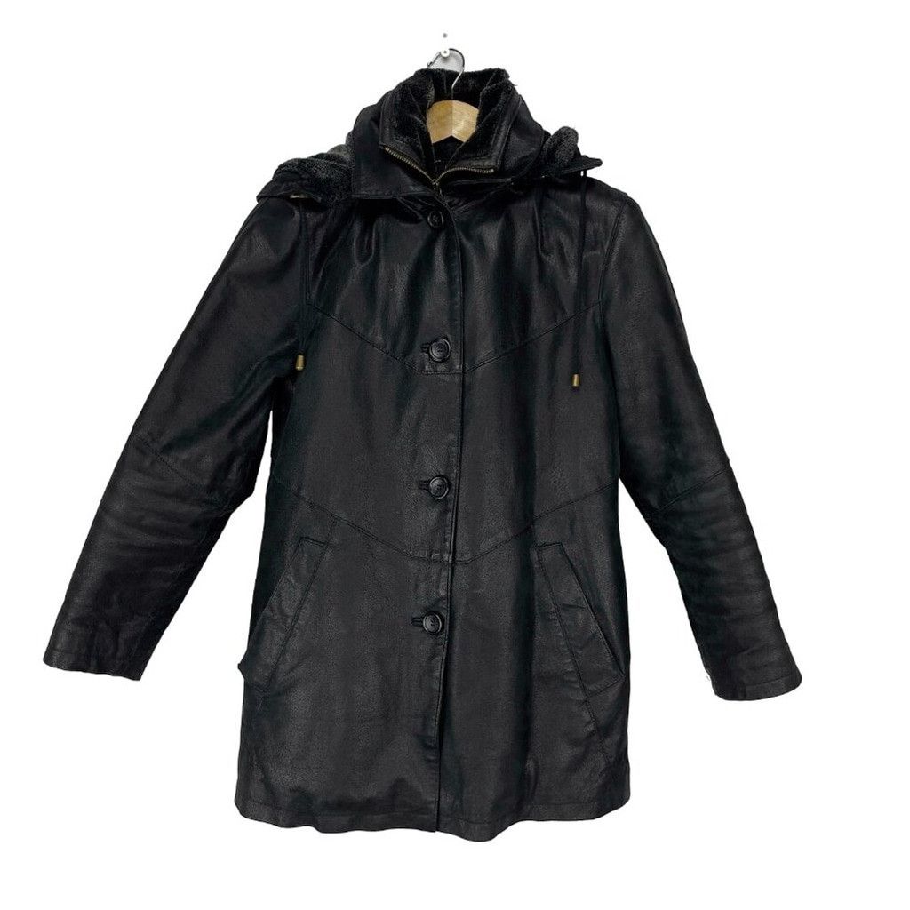 Vintage VINTAGE Fleece Lined Hooded Cruze Leather Black Jacket Size US S / EU 44-46 / 1 - 3 Thumbnail