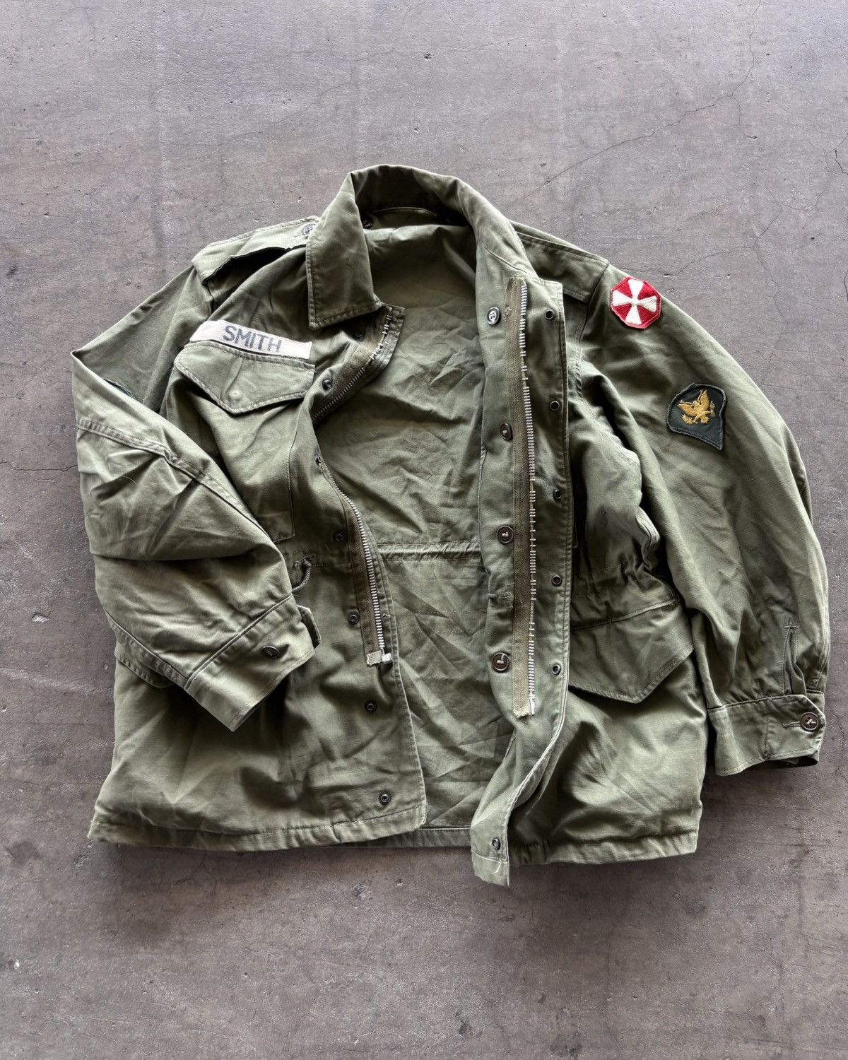 Vintage 50s U.S Army OG Military Parkas Jacket With Emblem Size US M / EU 48-50 / 2 - 7 Thumbnail