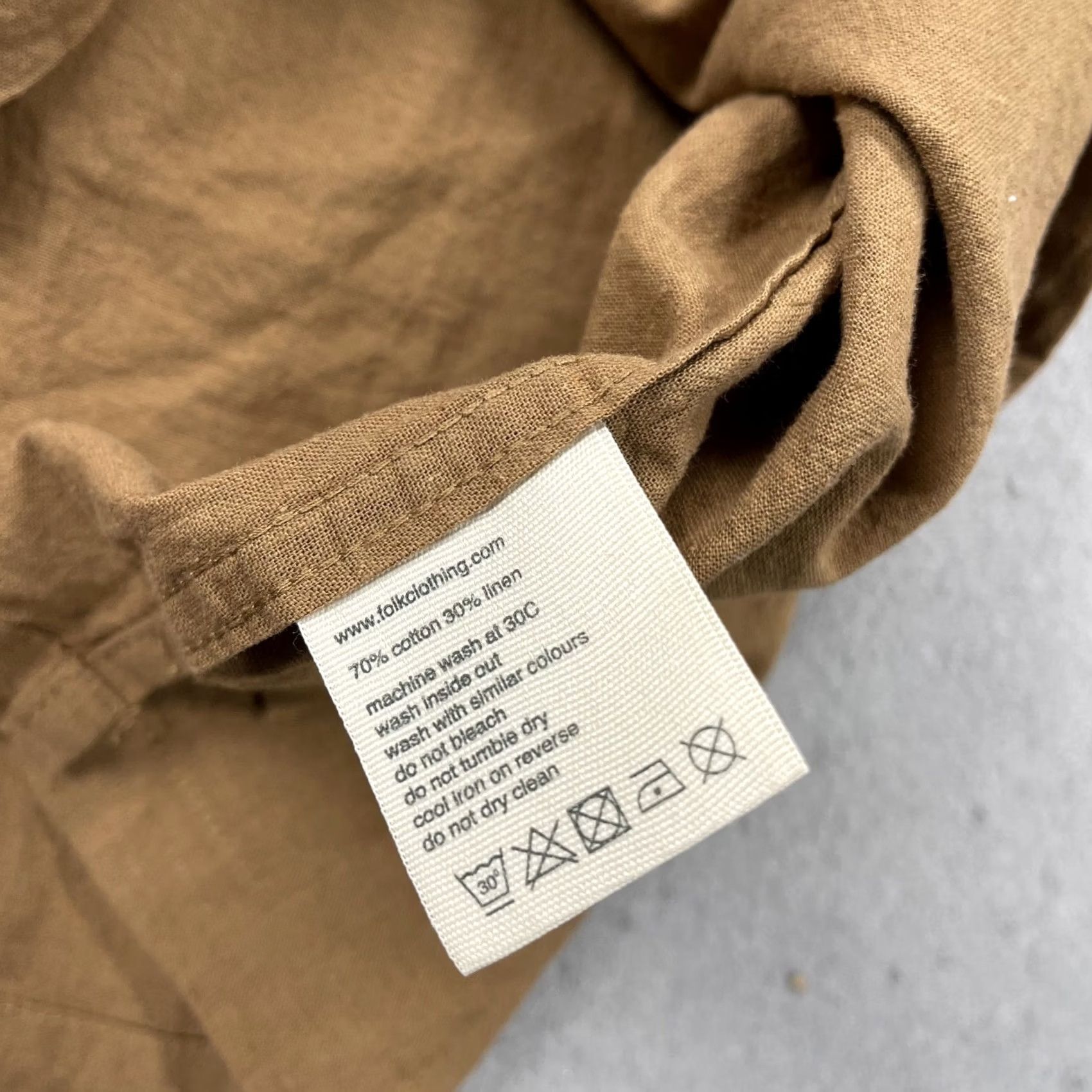 Folk Folk Shirt Mens M Brown Maze Short Sleeve Camp Collar Linen Blend Casual Size US M / EU 48-50 / 2 - 6 Thumbnail