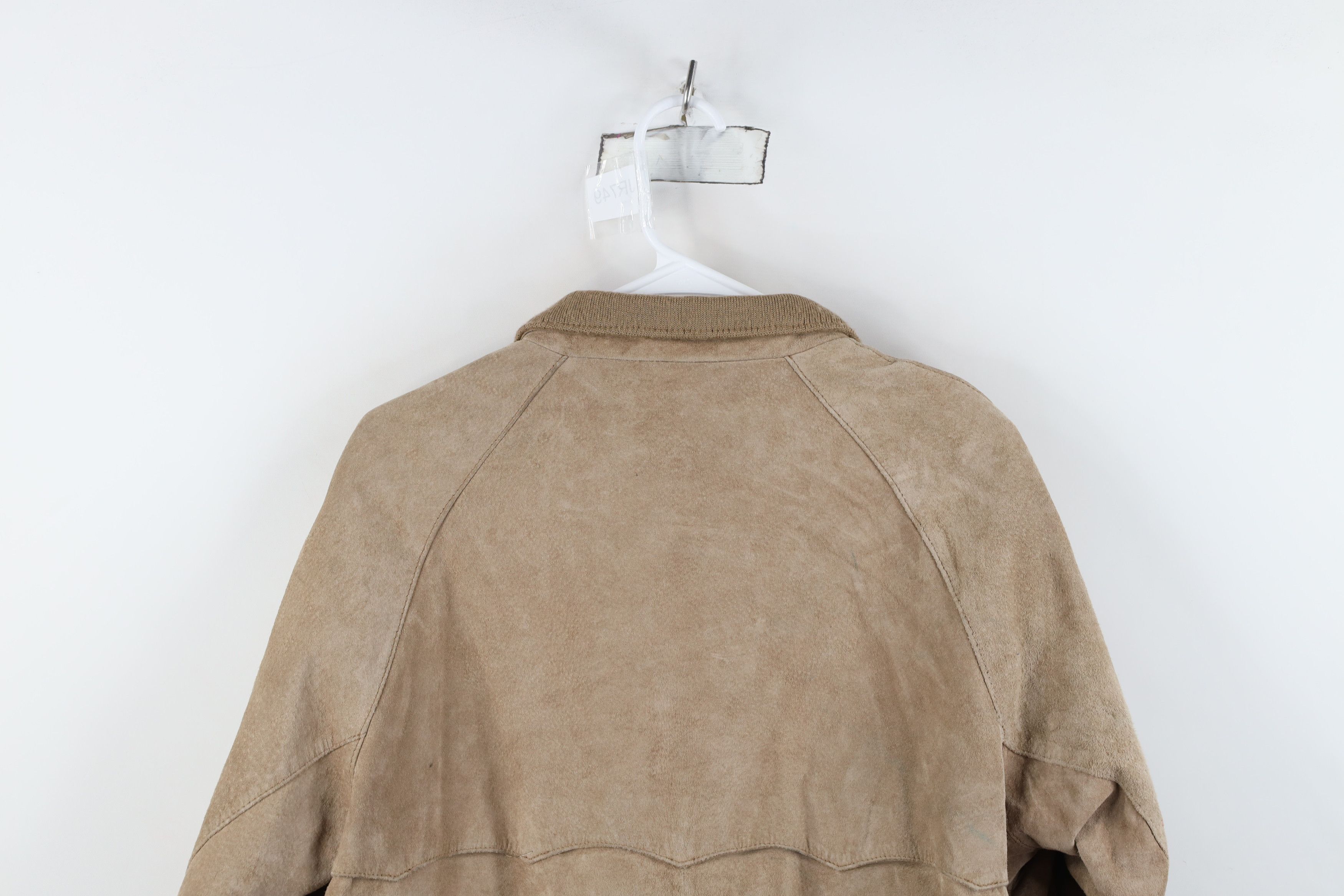 Vintage Vintage 90s Streetwear Leather Knit Bomber Jacket Beige Size US XL / EU 56 / 4 - 16 Thumbnail