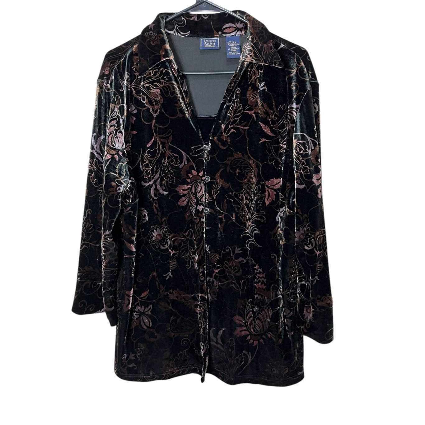 Other LAURA SCOTT Women's Velvet Blouse Floral Multicolor Size 16- Size XXL / US 16-18 / IT 52-54 - 1 Thumbnail
