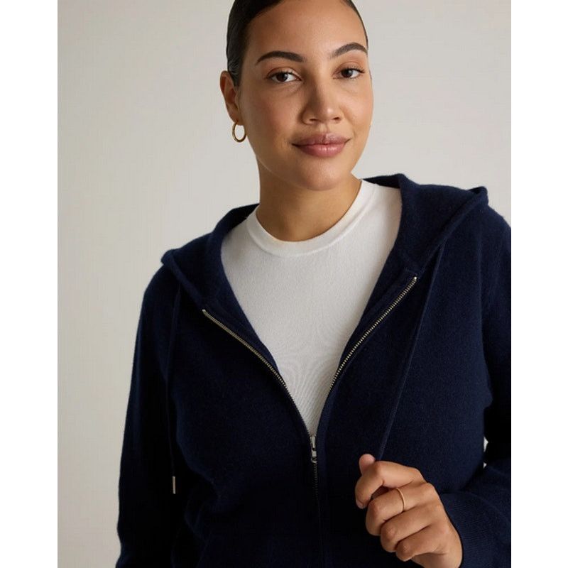 Quince Quince Mongolian Cashmere Full-Zip Hoodie Navy Medium NWT Size S / US 4 / IT 40 - 2 Thumbnail