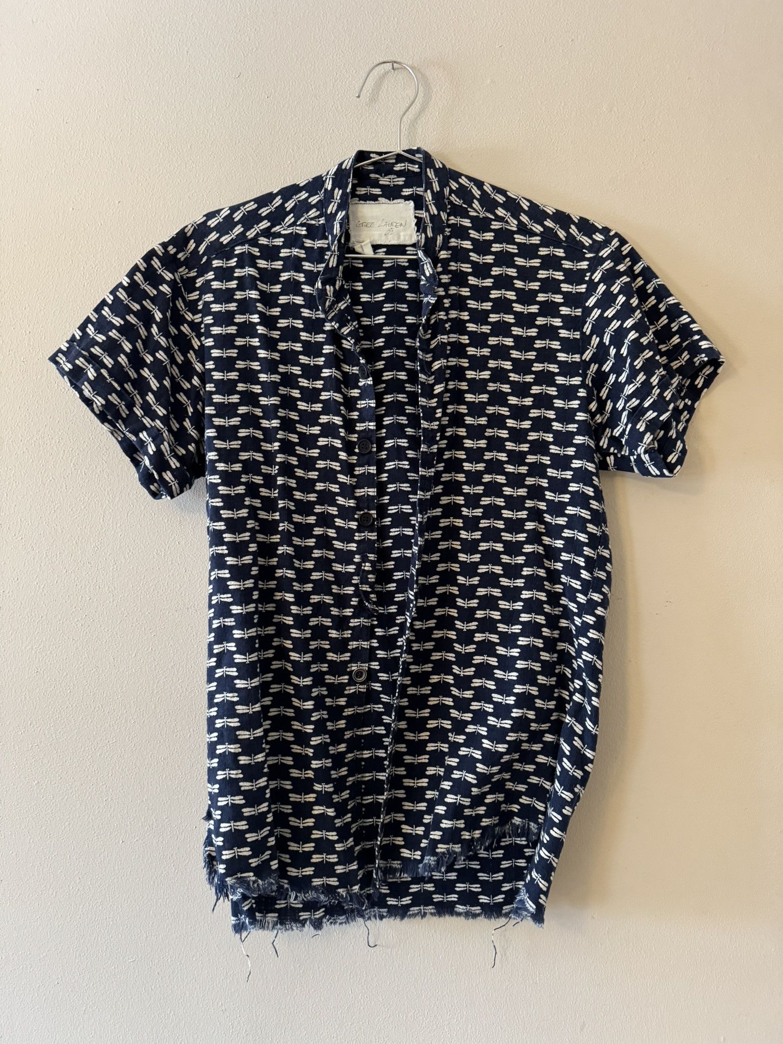 Greg Lauren Indigo dragonfly short sleeve studio shirt Size US S / EU 44-46 / 1 - 1 Thumbnail