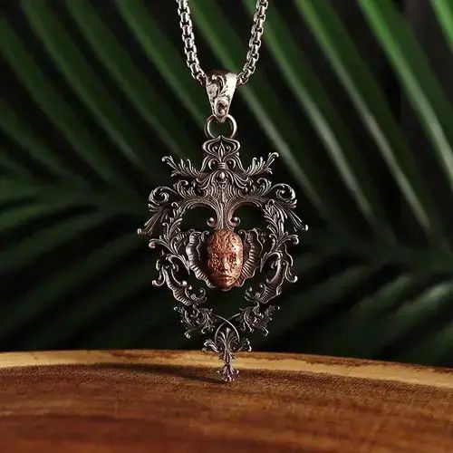 Jewelry Gothic Clown Hand-Carved Necklace Size ONE SIZE - 2 Thumbnail