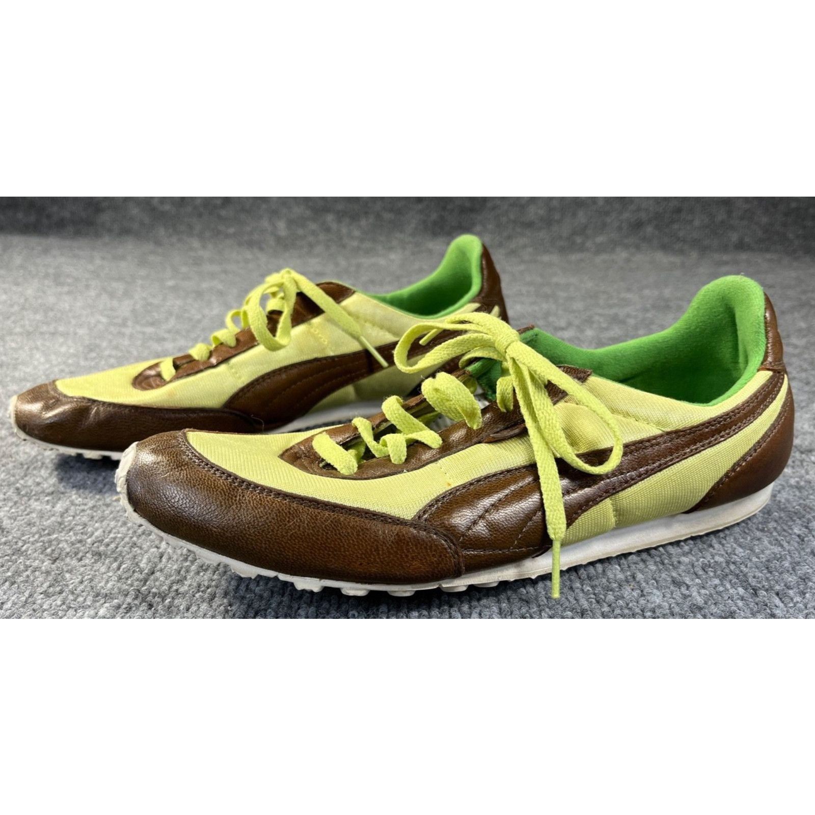 Puma Unique! VTG Puma Womens Shoes Lime Green / Brown Leather 9.5 Size US 9.5 / IT 39.5 - 1 Thumbnail