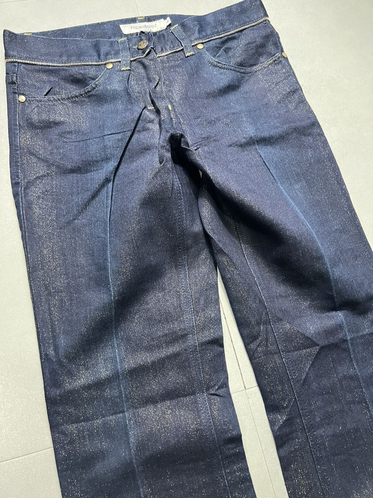 Yves Saint Laurent Yves Saint Laurent - Navy Sparkle Denim Zipper Size 26" / US 2 / IT 38 - 3 Thumbnail